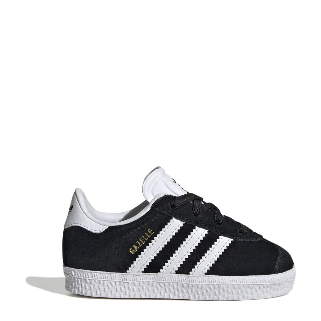 Zwart en witte jongens en meisjes adidas Originals Gazelle sneakers van suède/voering: textiel/voetbed: textiel met elastische veters