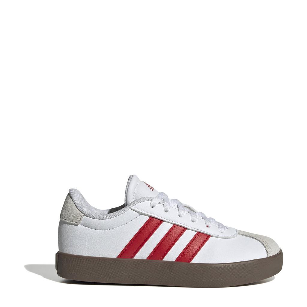 Wit en rode jongens en meisjes adidas Sportswear VL Court 3.0 sneakers van suède met veters