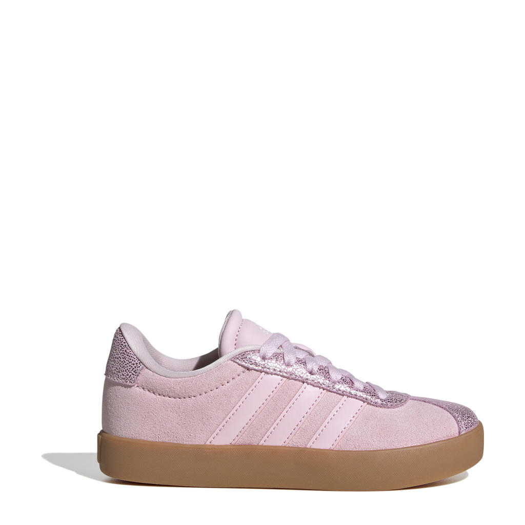 Roze jongens en meisjes adidas Sportswear VL Court 3.0 sneakers van suède met veters