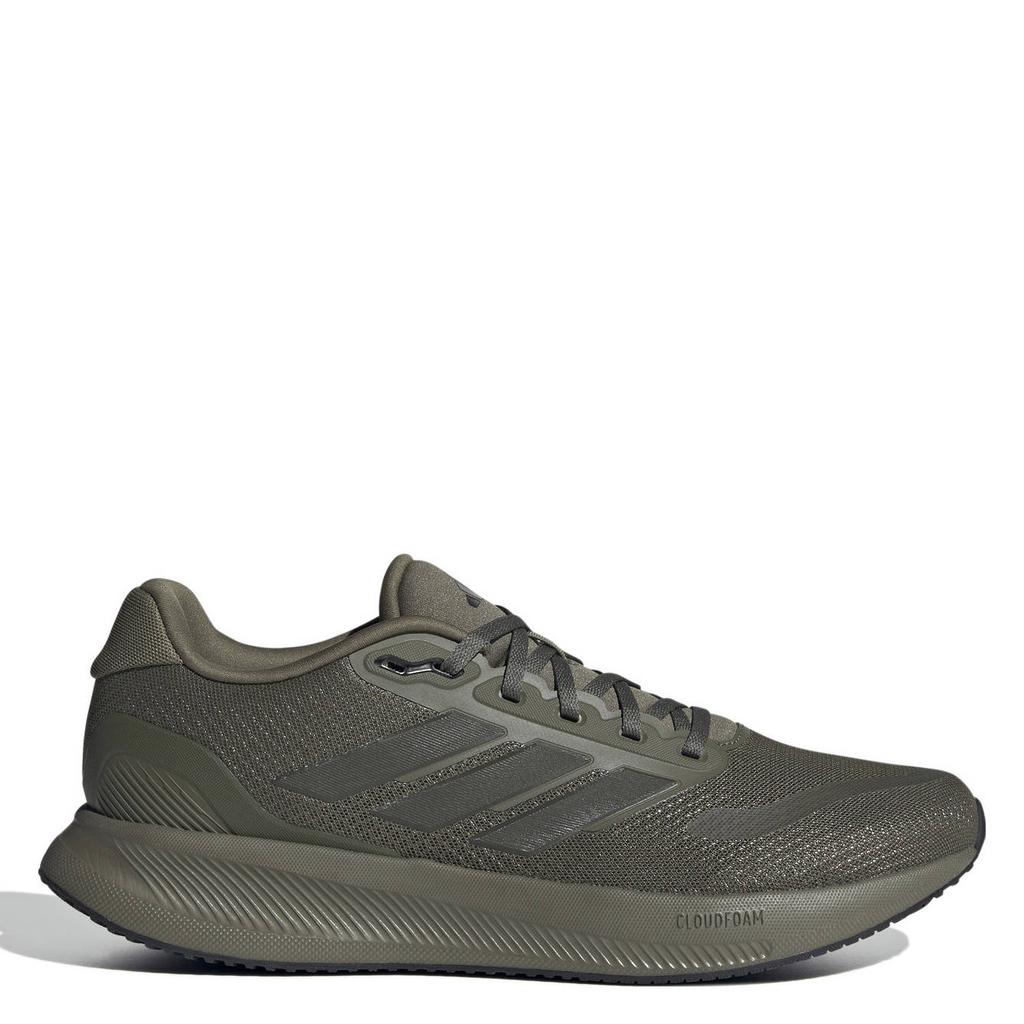 Donkergroene heren adidas Performance Runfalcon 5 hardloopschoenen van mesh-pu/voering: mesh/voetbed: eva met veters