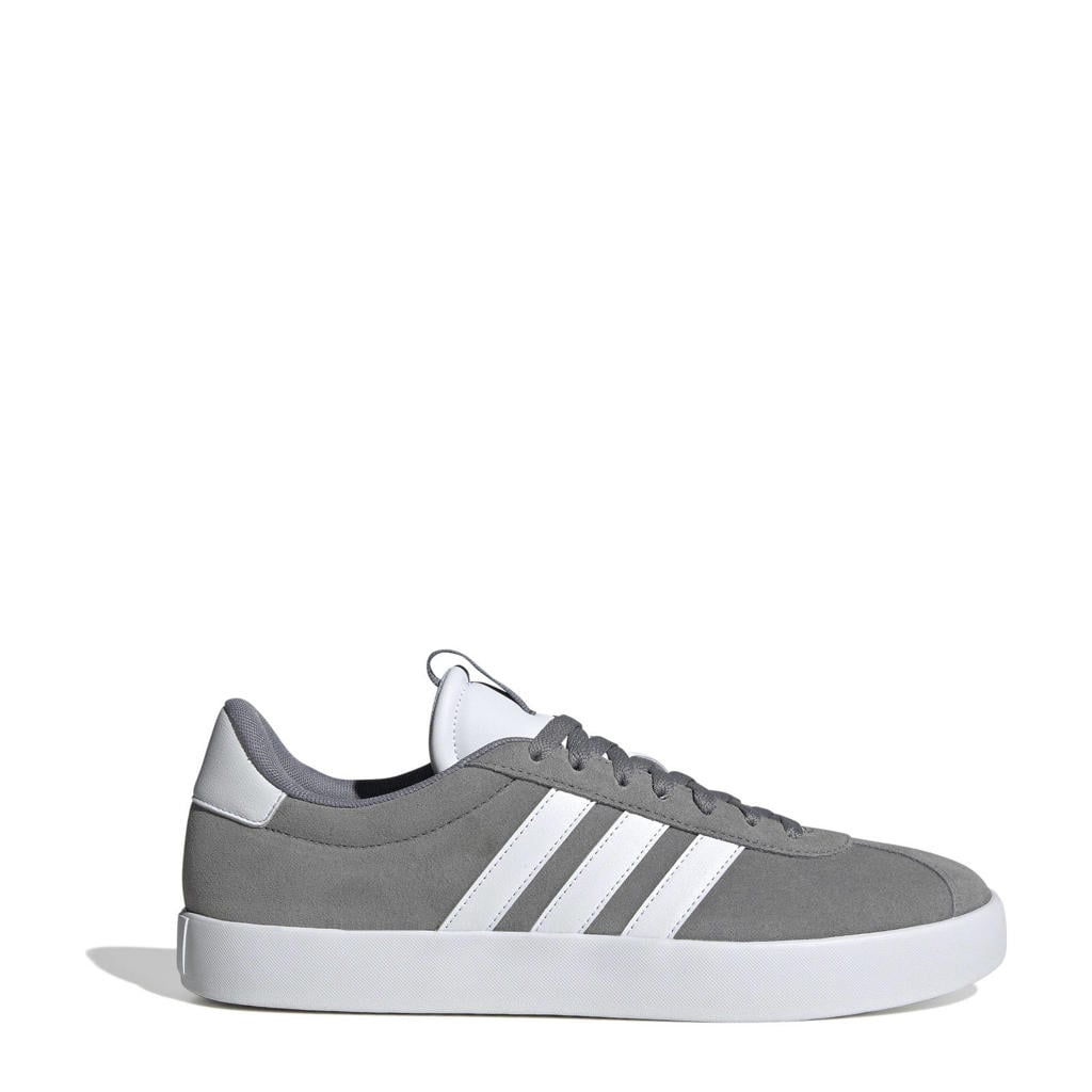Grijs en witte heren adidas Sportswear VL Court 3.0 sneakers van suã¨de met veters