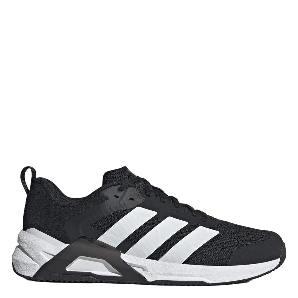 Zwart en witte heren adidas Performance Dropset Control fitness schoenen van bovenwerk van textiel met veters