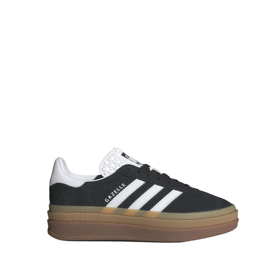 Zwart en witte dames adidas Originals Gazelle Bold sneakers van suèdeleer met veters