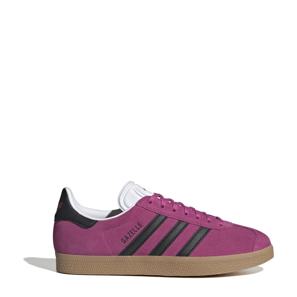 Fuchsia en zwarte dames adidas Originals Gazelle sneakers van leer-imitatieleer/voering: mesh/voetbed: eva met veters