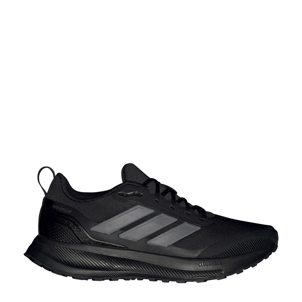 Zwart en antraciete dames adidas Performance Runfalcon 5 TR hardloopschoenen van waterafstotend bovenwerk van mesh met reflecterende details met veters