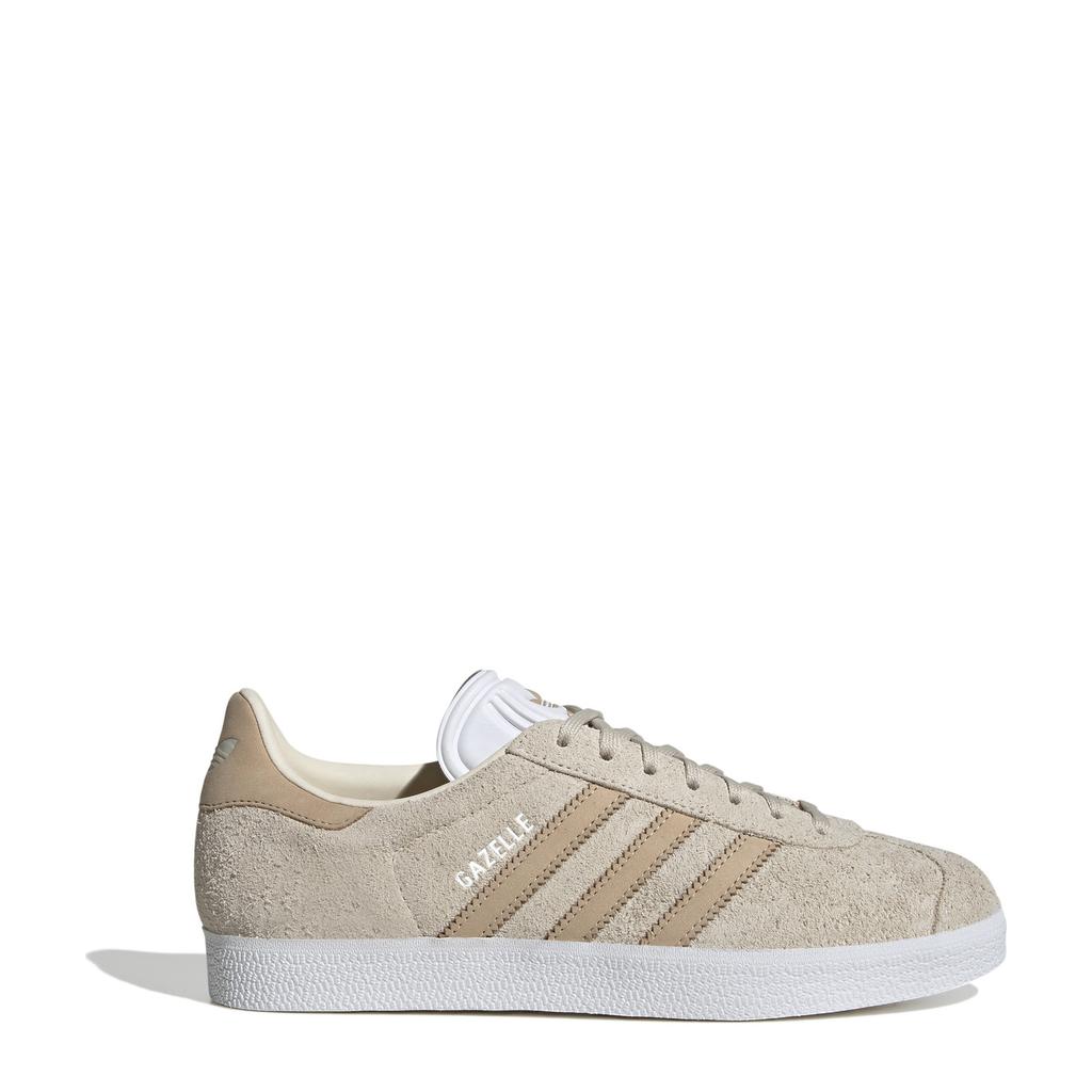 Beige dames adidas Originals Gazelle sneakers van leer-imitatieleer/voering: mesh/voetbed: eva met veters