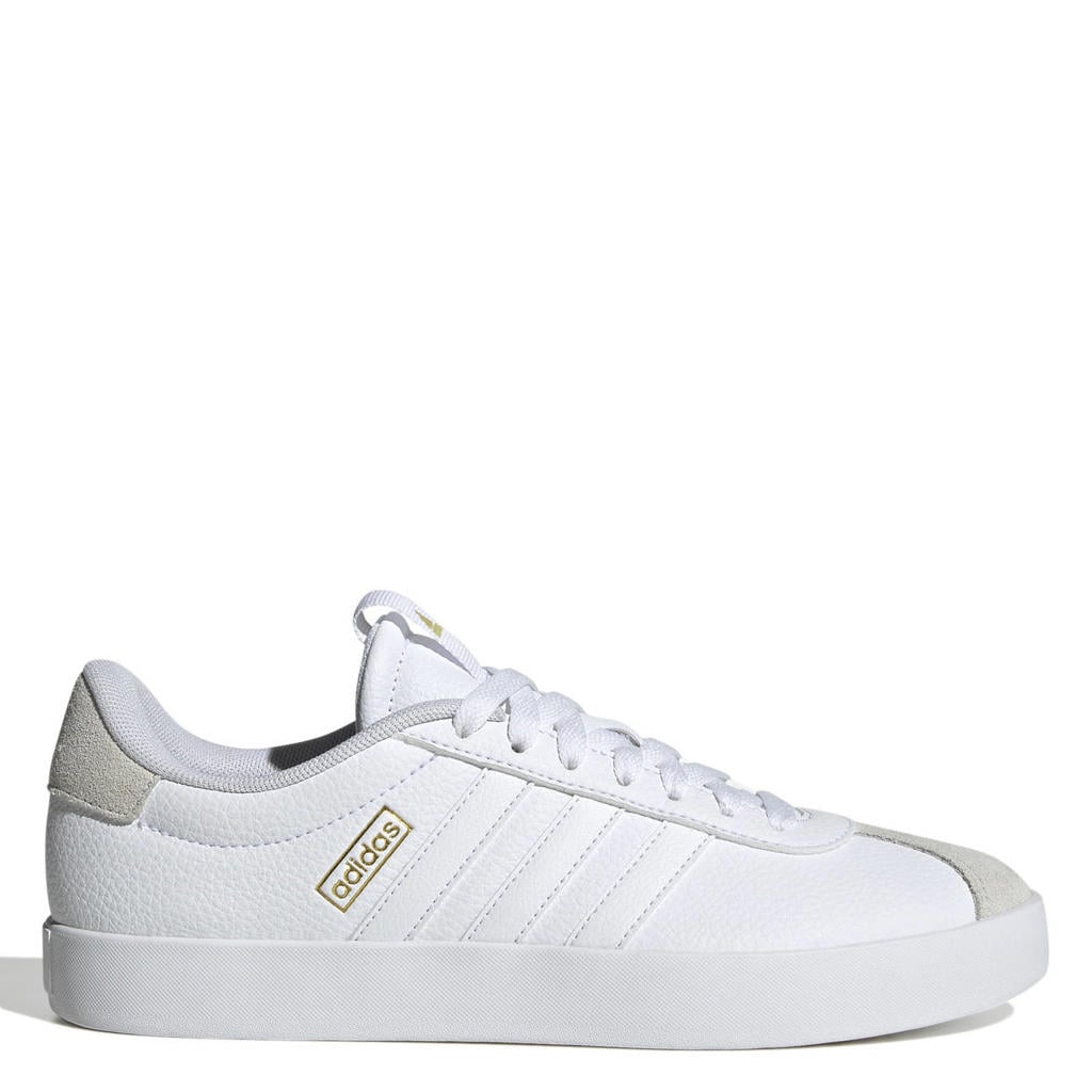 Wit en beige dames adidas Sportswear VL Court 3.0 suede sneakers met veters