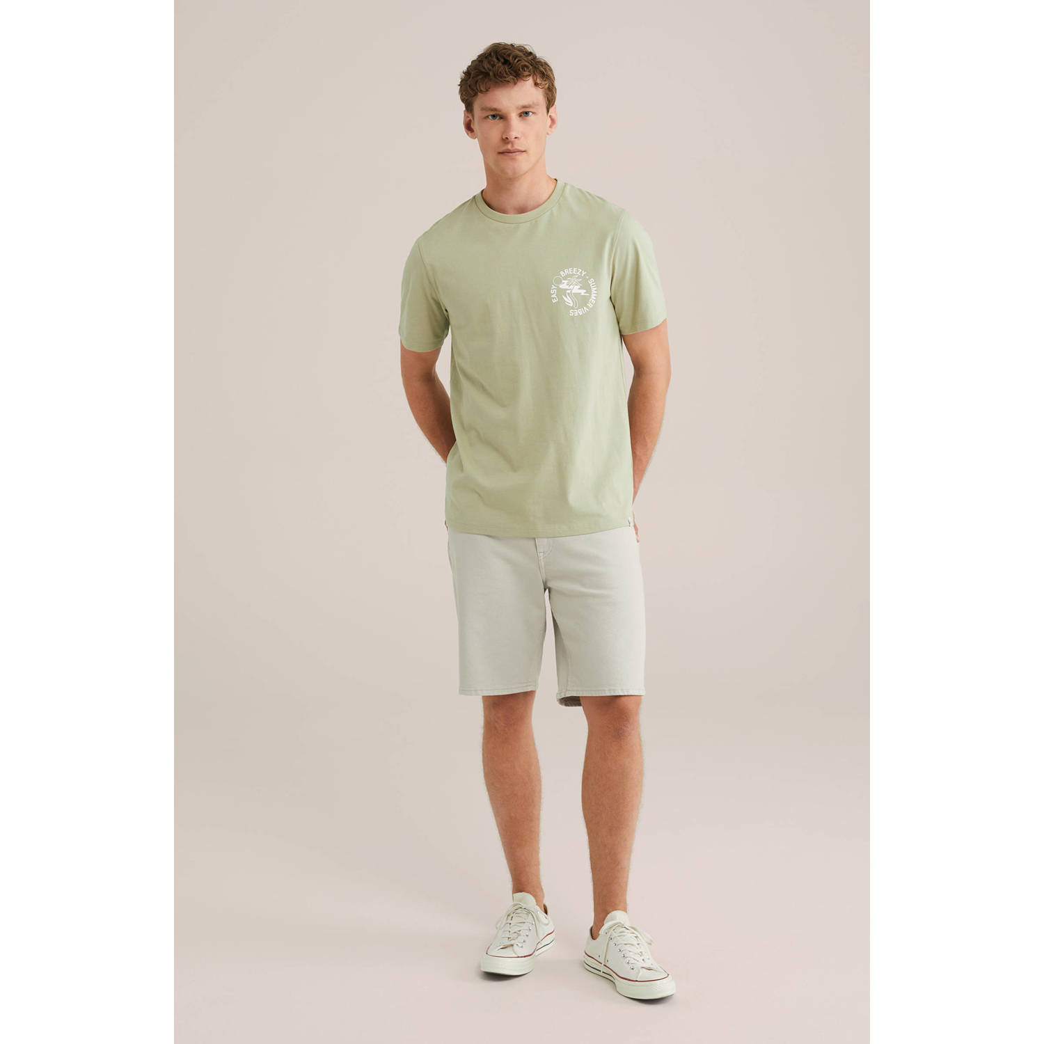 WE Fashion Blue Ridge denim loose denim short beige