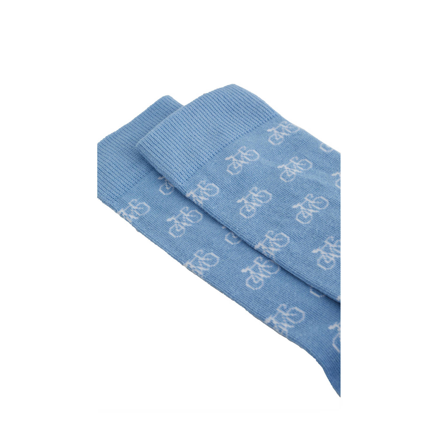 WE Fashion sokken met all over print lichtblauw