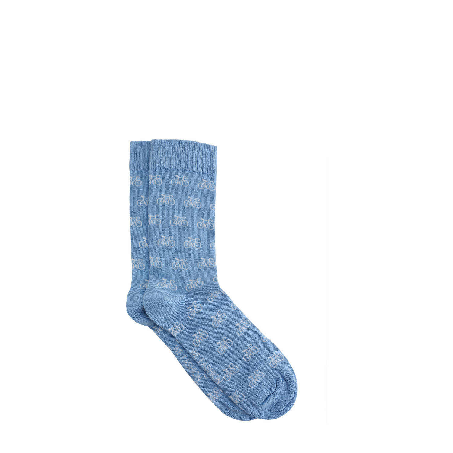 WE Fashion sokken met all over print lichtblauw