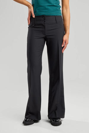 flared low waist flared broek zwart