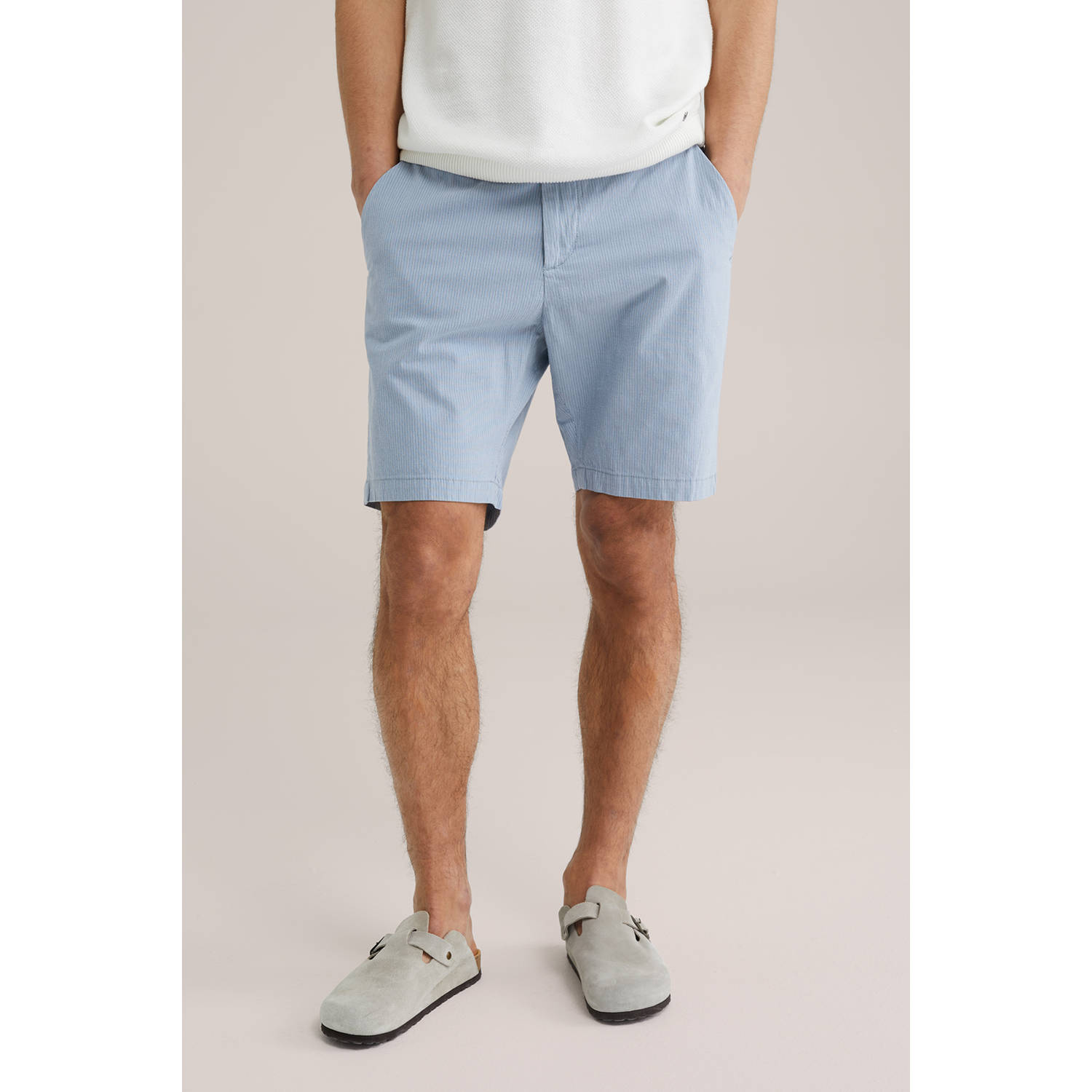 WE Fashion relaxed chino short grijsblauw