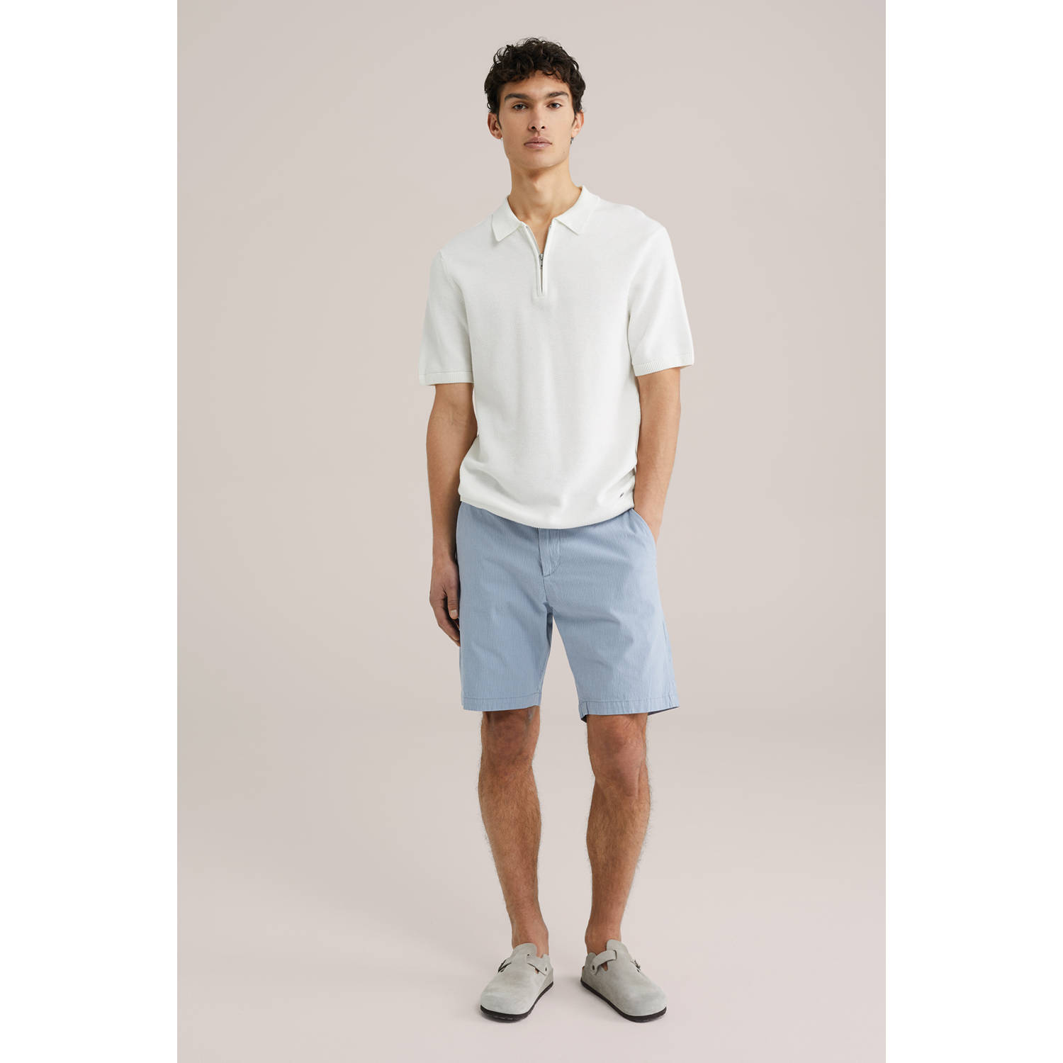 WE Fashion relaxed chino short grijsblauw