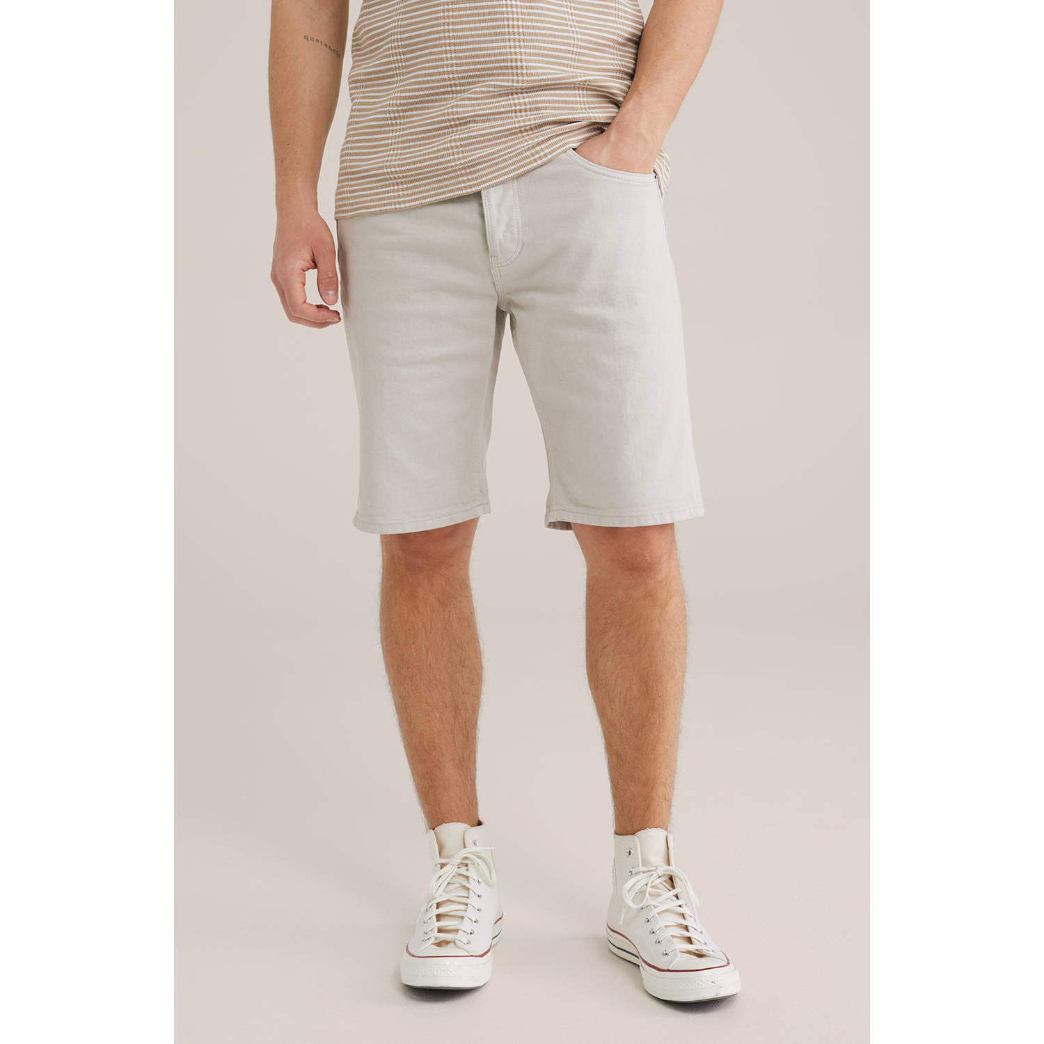 WE Fashion Blue Ridge regular denim short lichtgrijs