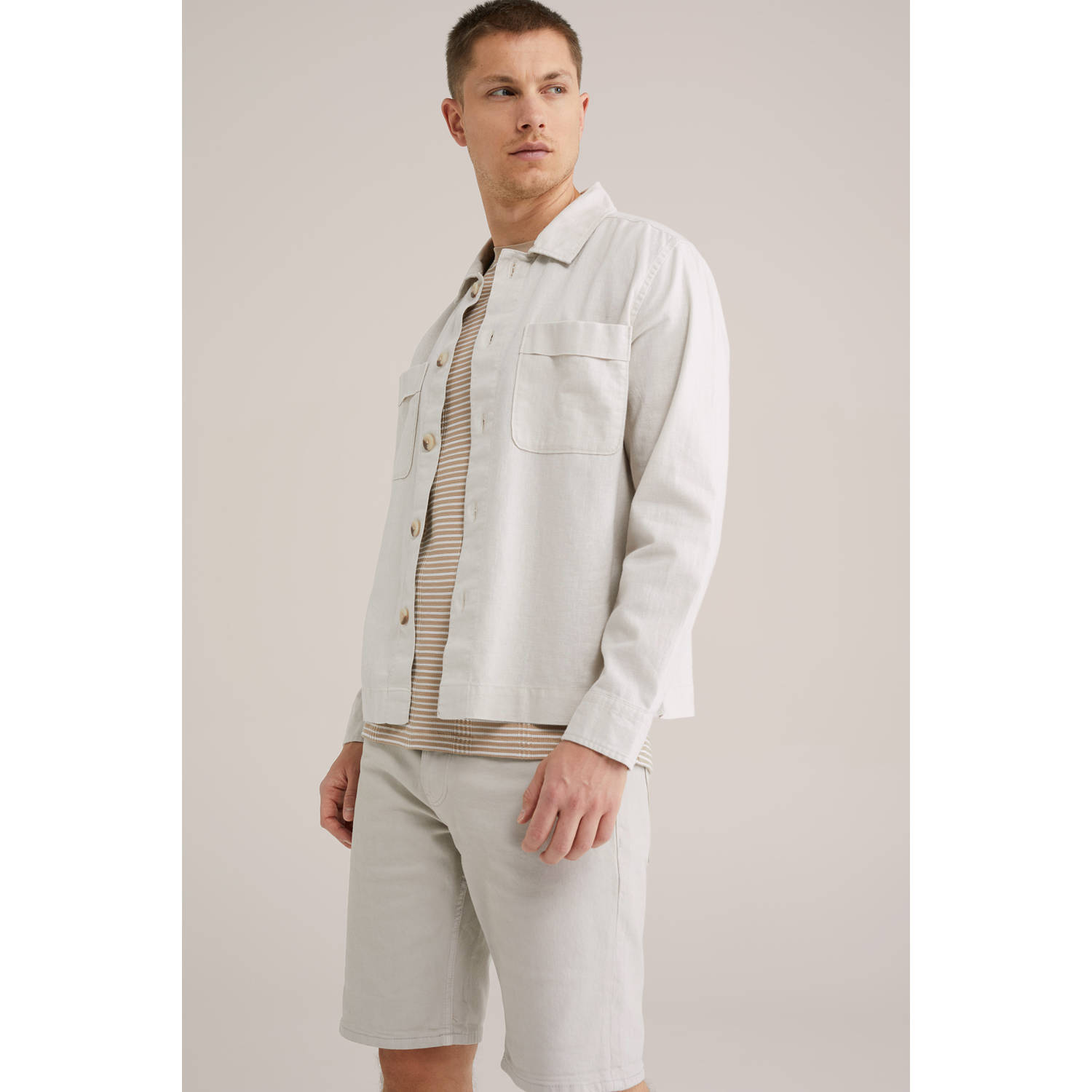 WE Fashion Blue Ridge regular denim short lichtgrijs