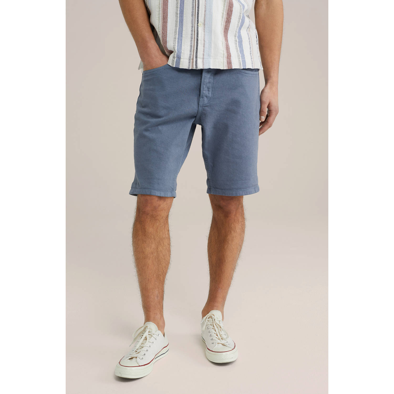 WE Fashion Blue Ridge regular denim short grijsblauw