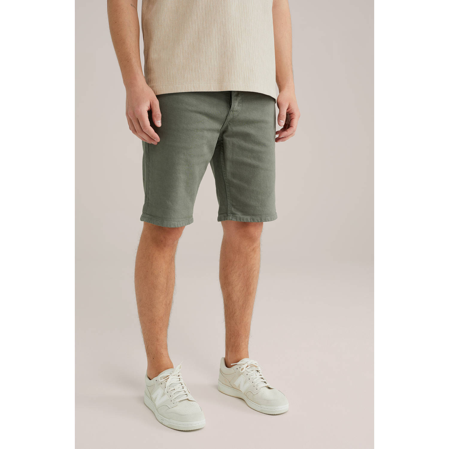 WE Fashion Blue Ridge regular denim short donkergroen