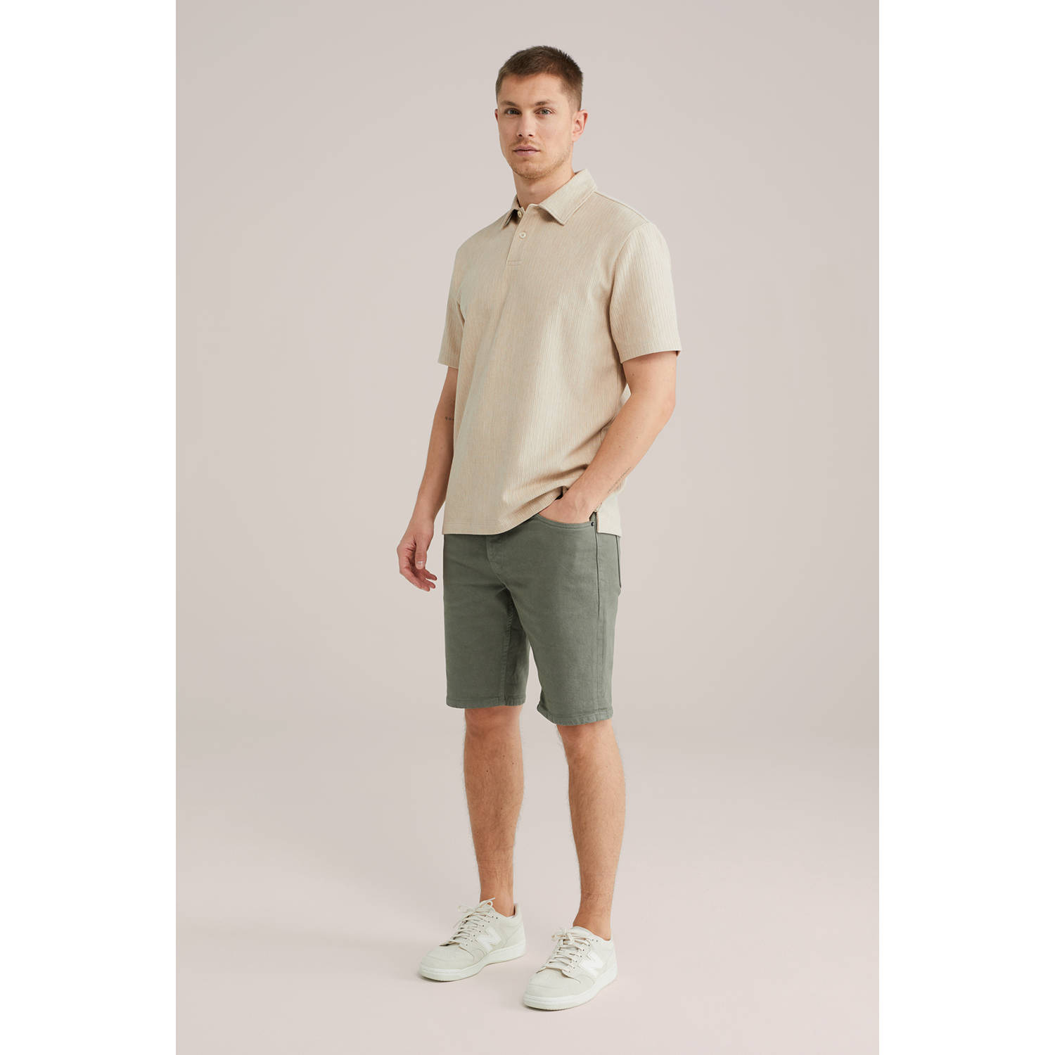 WE Fashion Blue Ridge regular denim short donkergroen