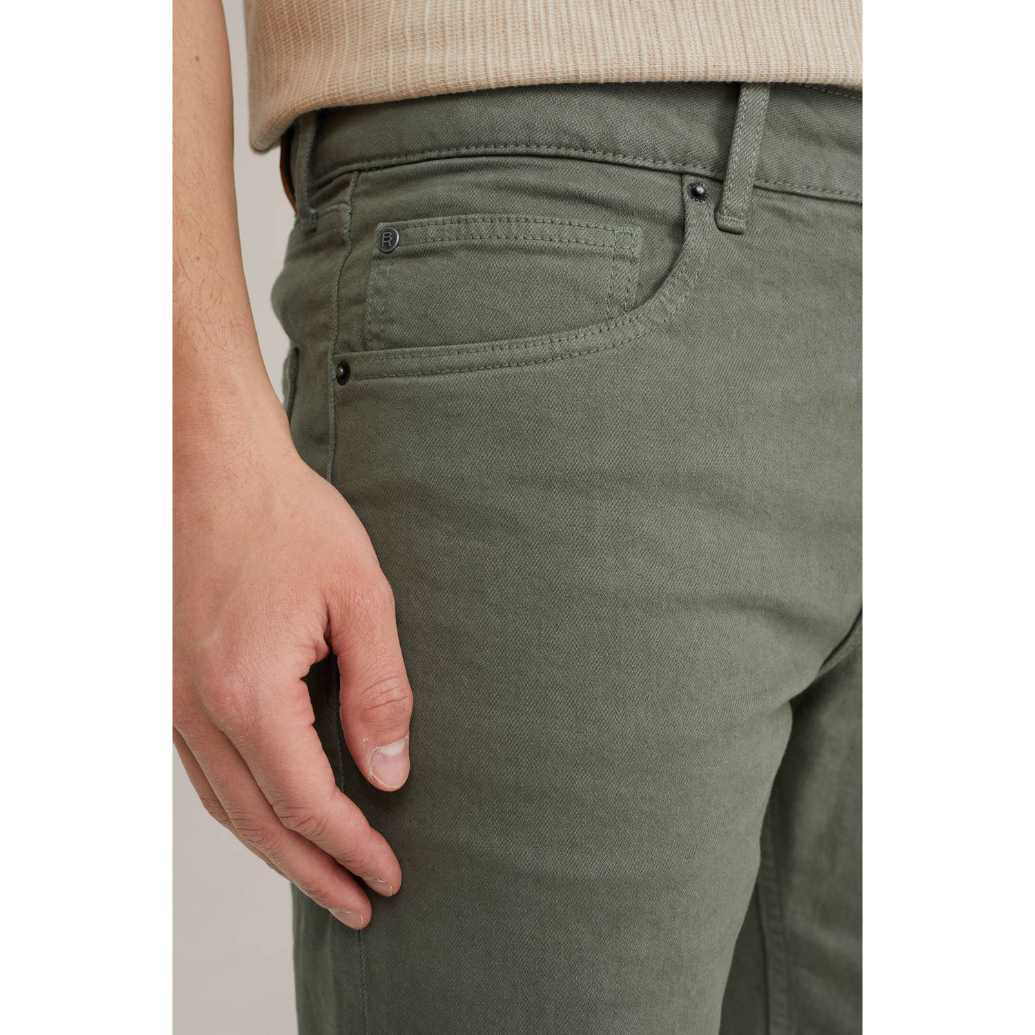 WE Fashion Blue Ridge regular denim short donkergroen