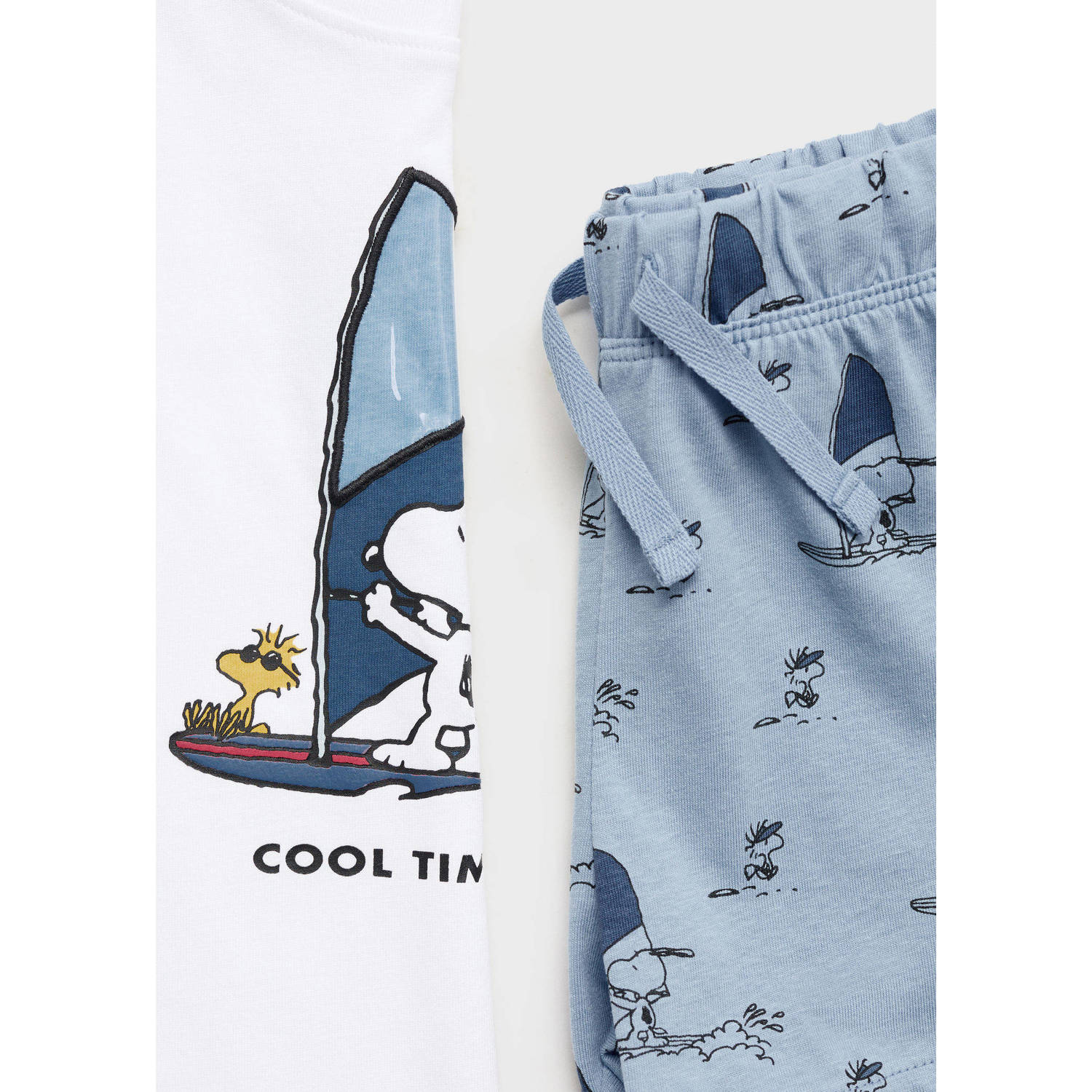 Mango Kids Snoopy shortama middenblauw wit