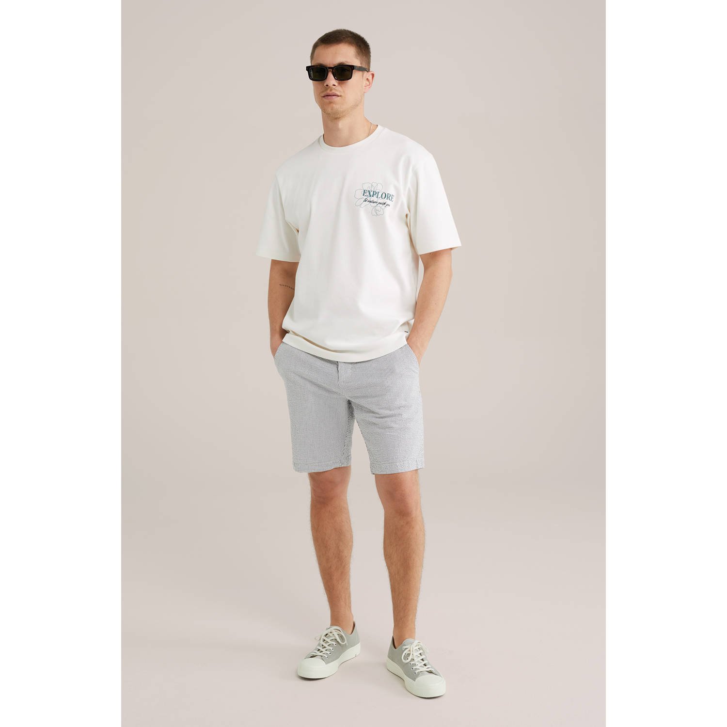 WE Fashion regular chino short blauw