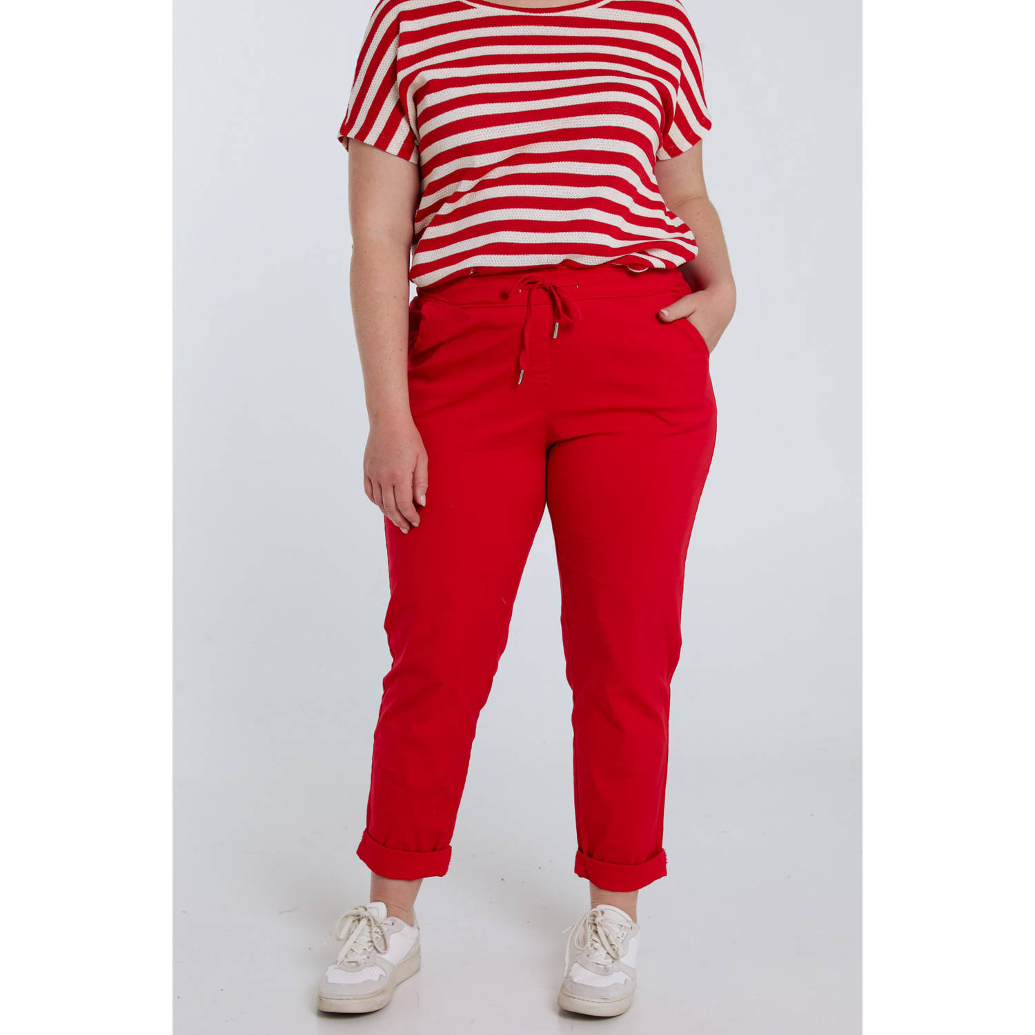 Paprika straight regular waist casual broek rood