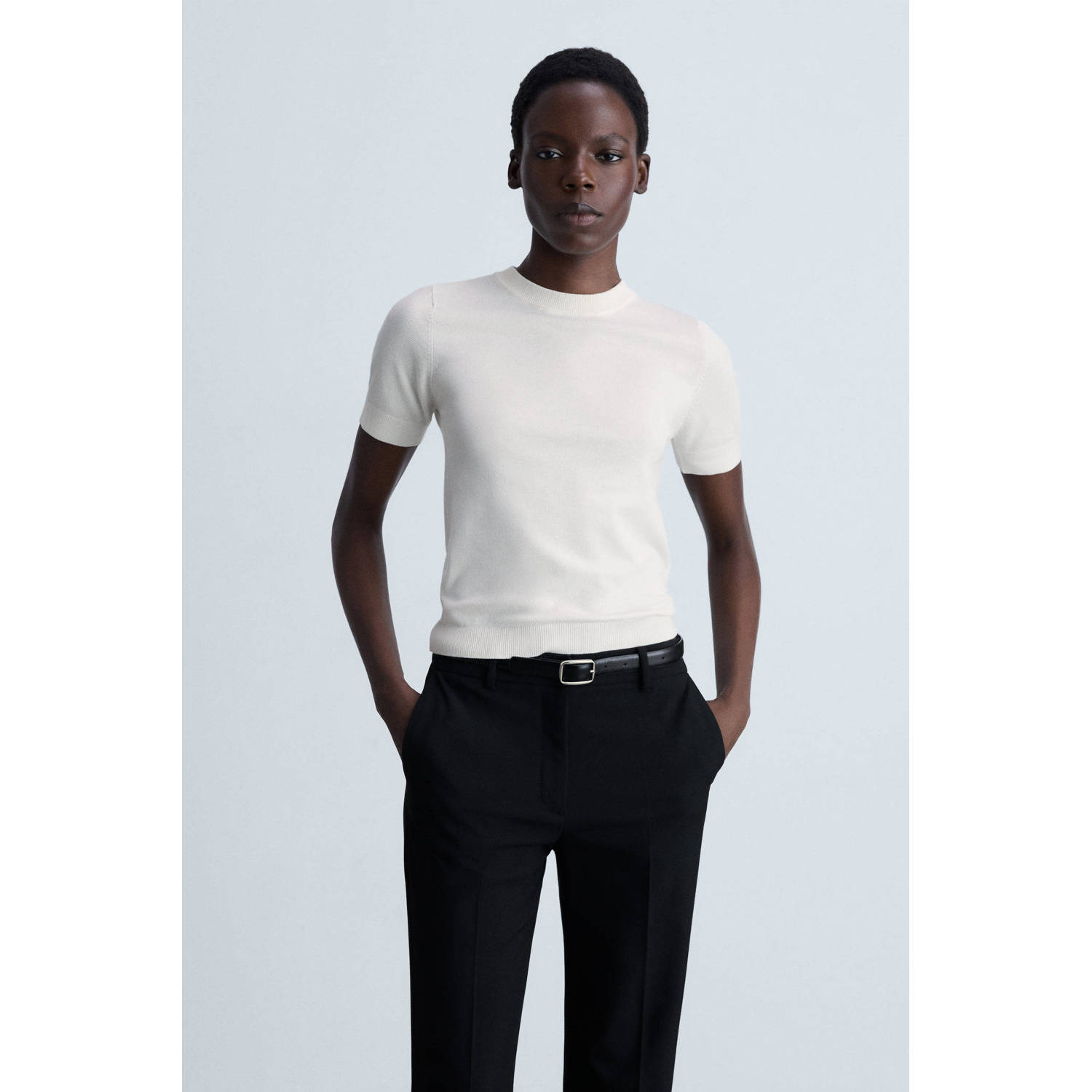 Mango top ecru gebreid
