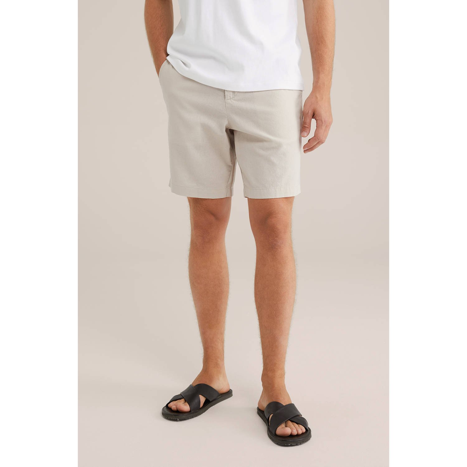 WE Fashion linnen relaxed chino short beige