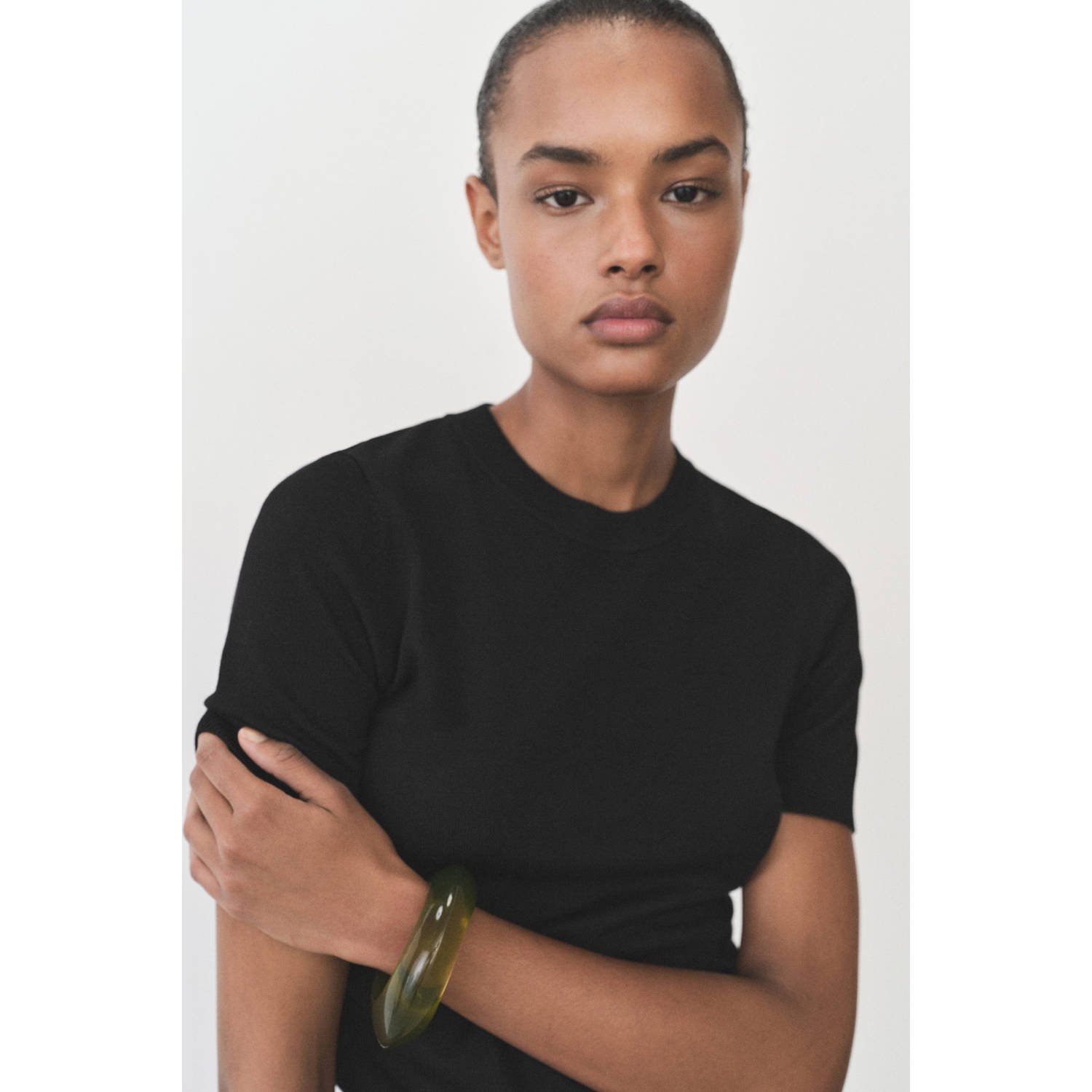 Mango top zwart gebreid