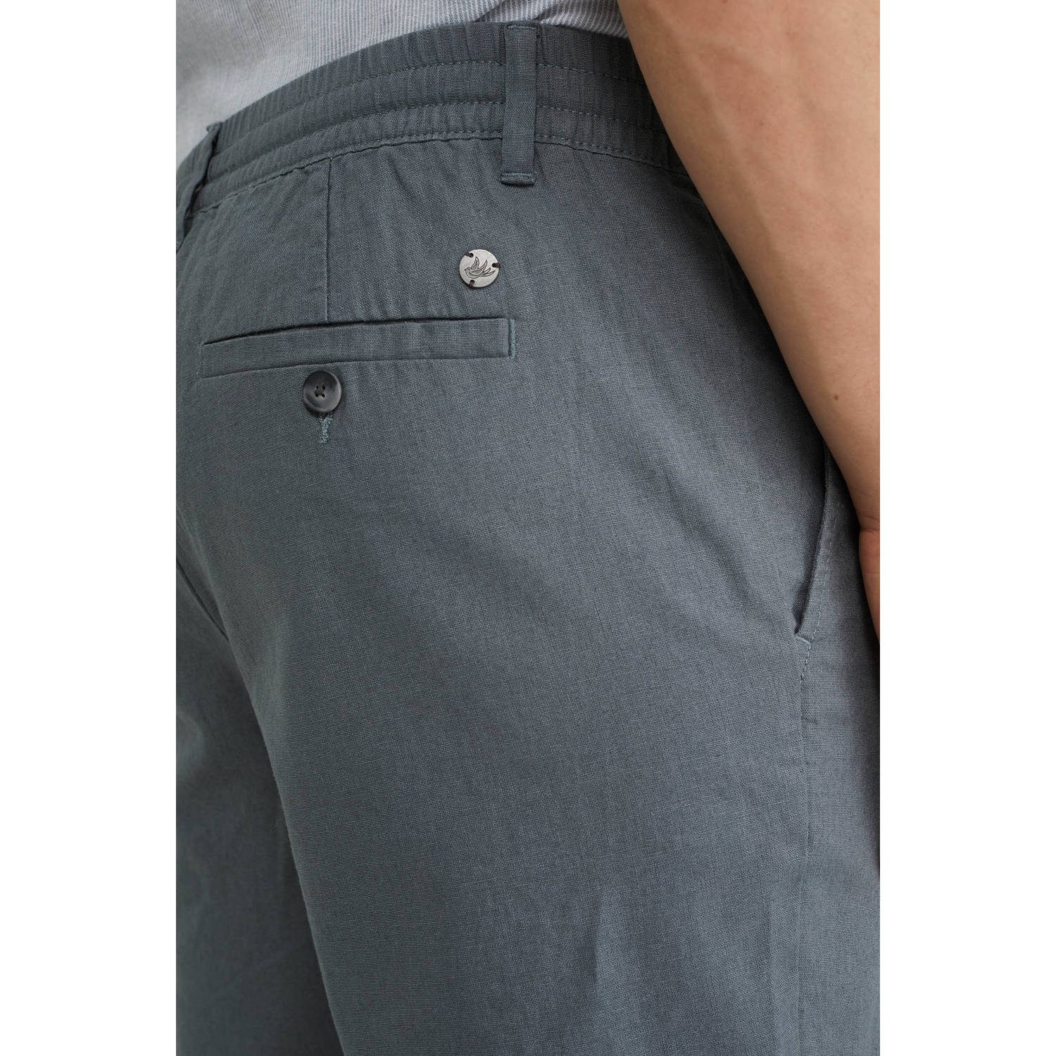 WE Fashion linnen relaxed chino short grijsgroen