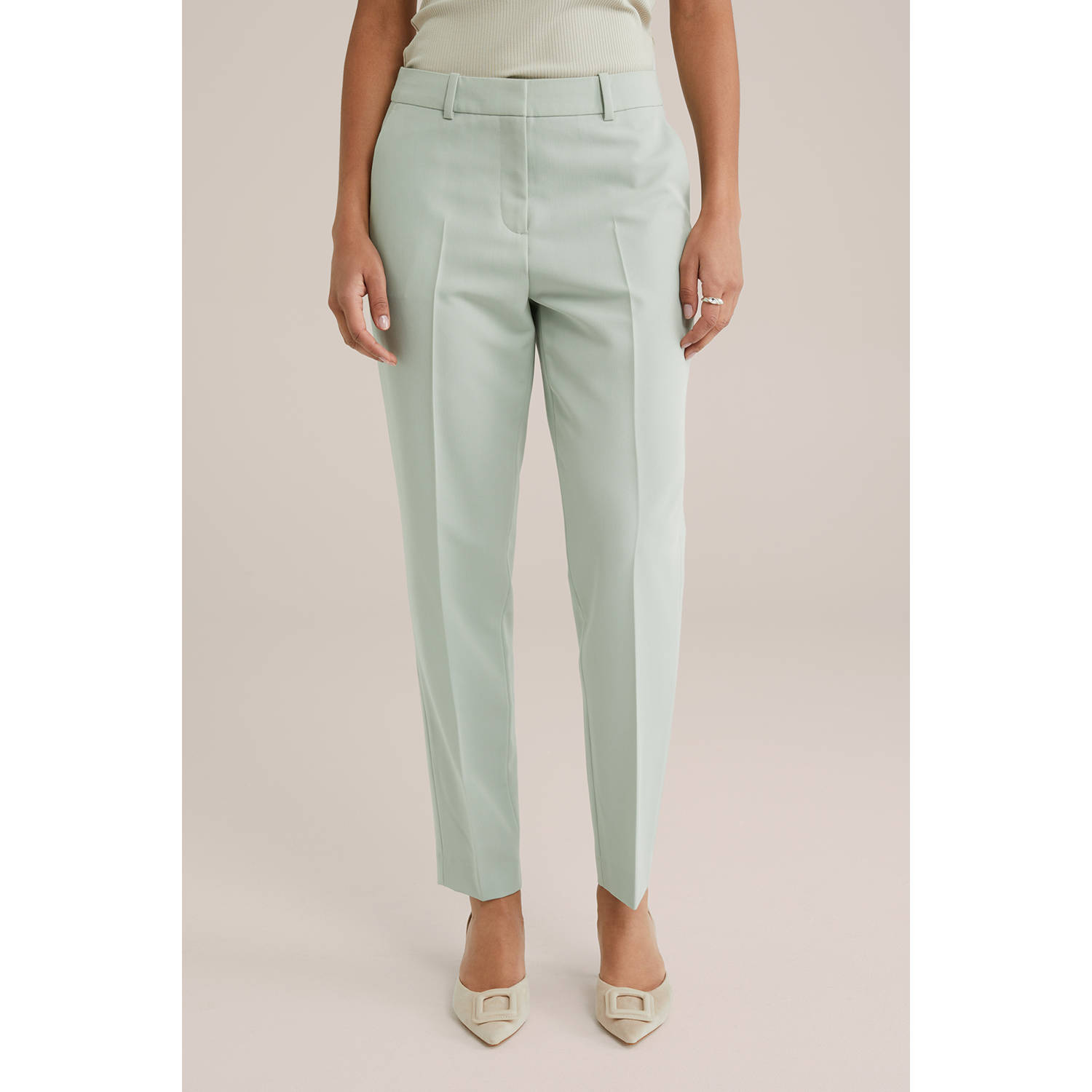 WE Fashion tapered regular waist pantalon mintgroen