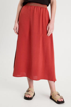 midi rok  koraalrood