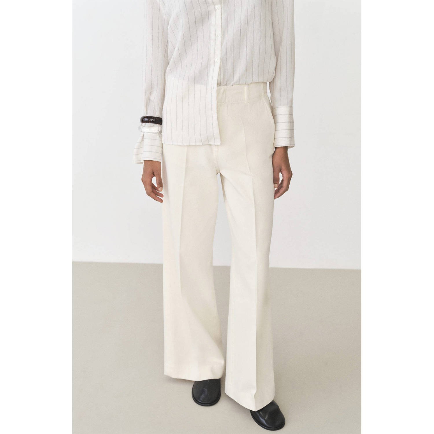 Mango flared regular waist pantalon beige