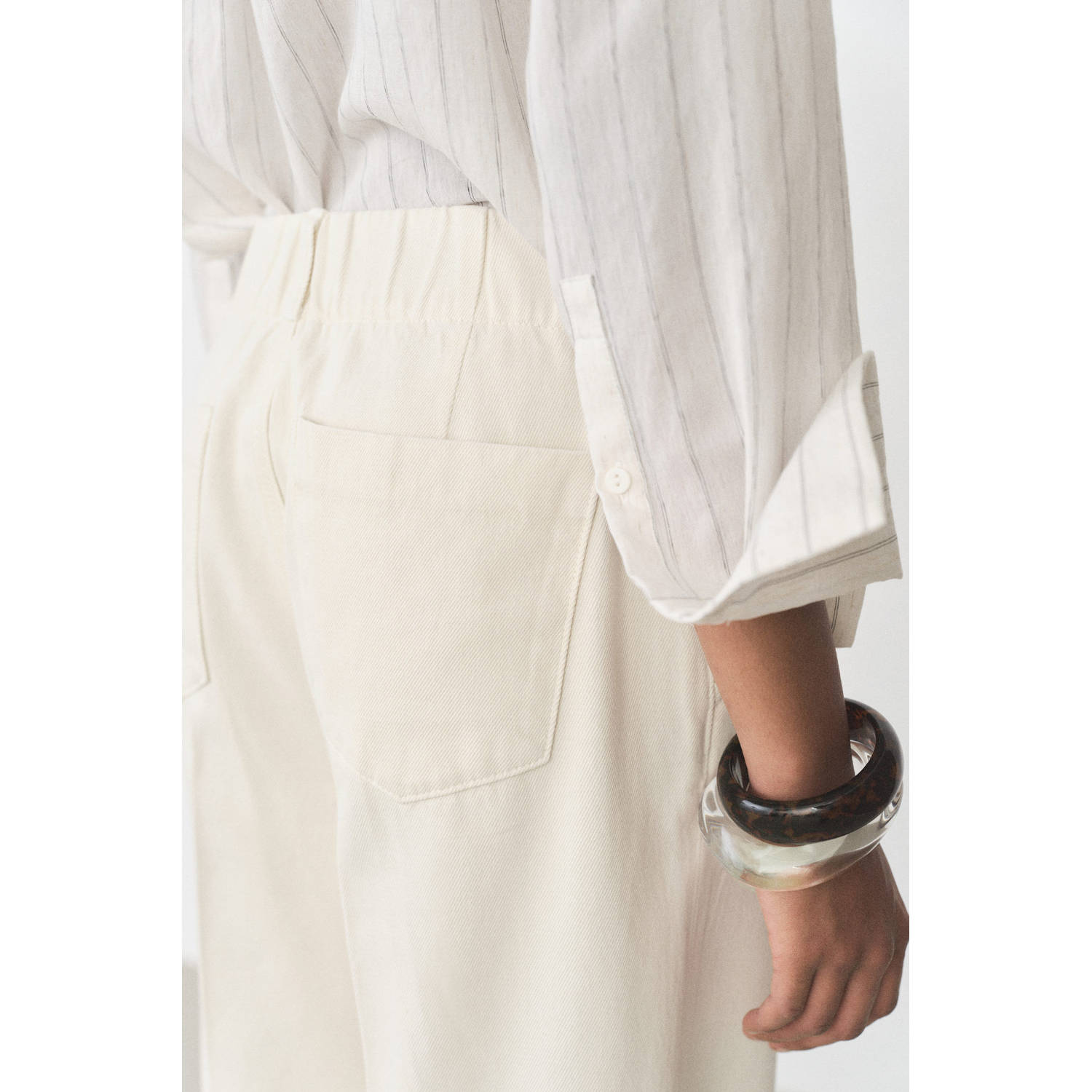 Mango flared regular waist pantalon beige