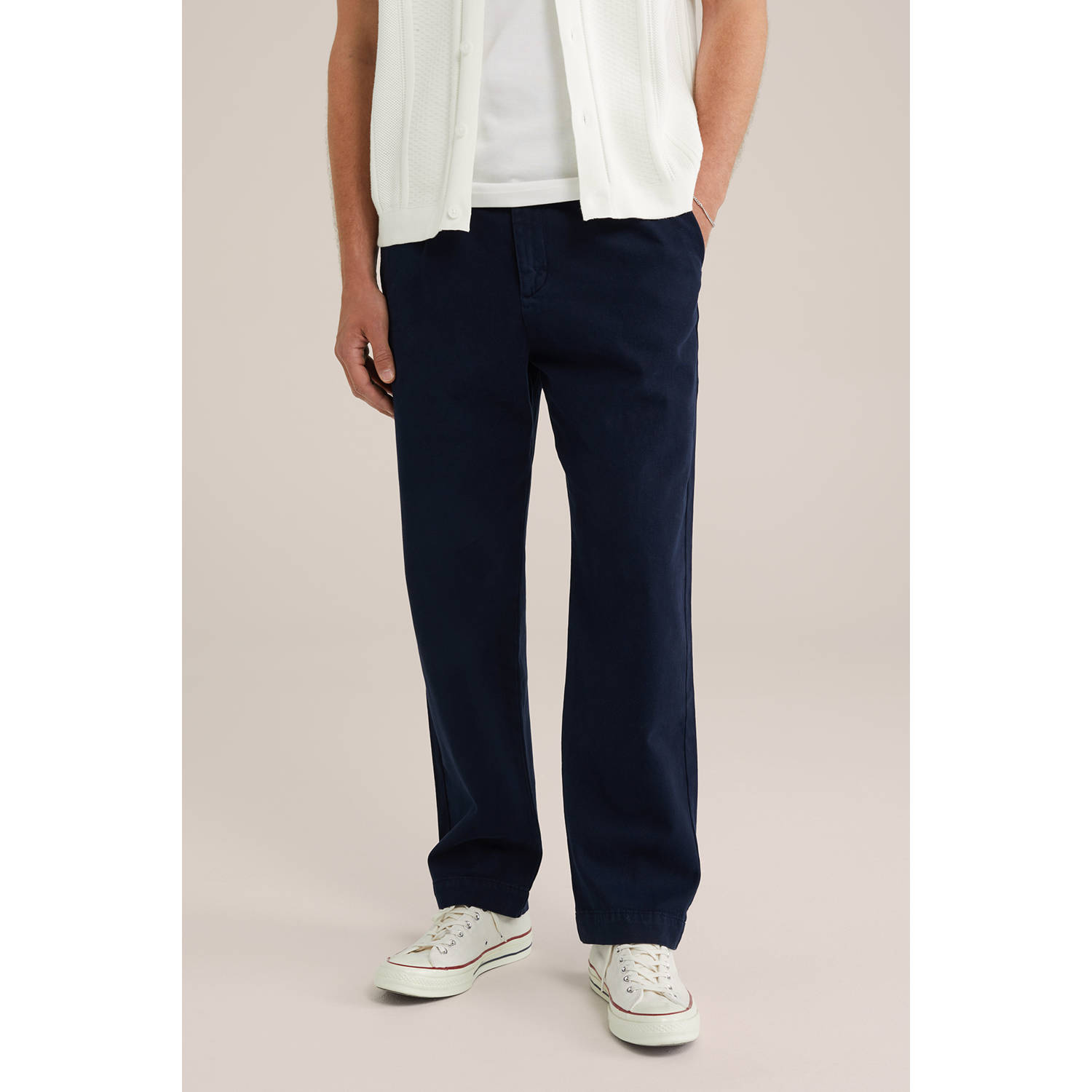 WE Fashion loose casual broek donkerblauw
