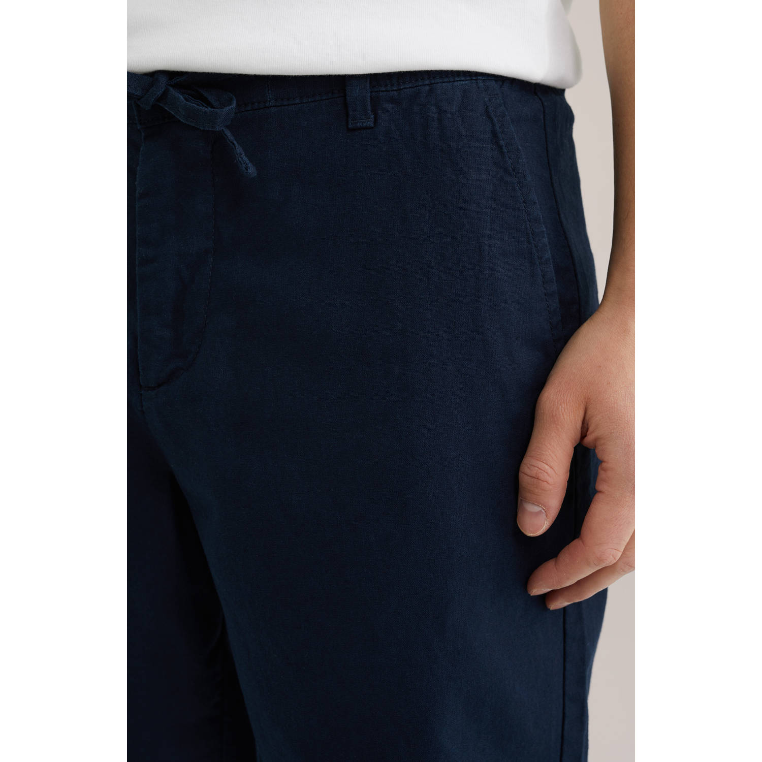 WE Fashion linnen relaxed chino short donkerblauw