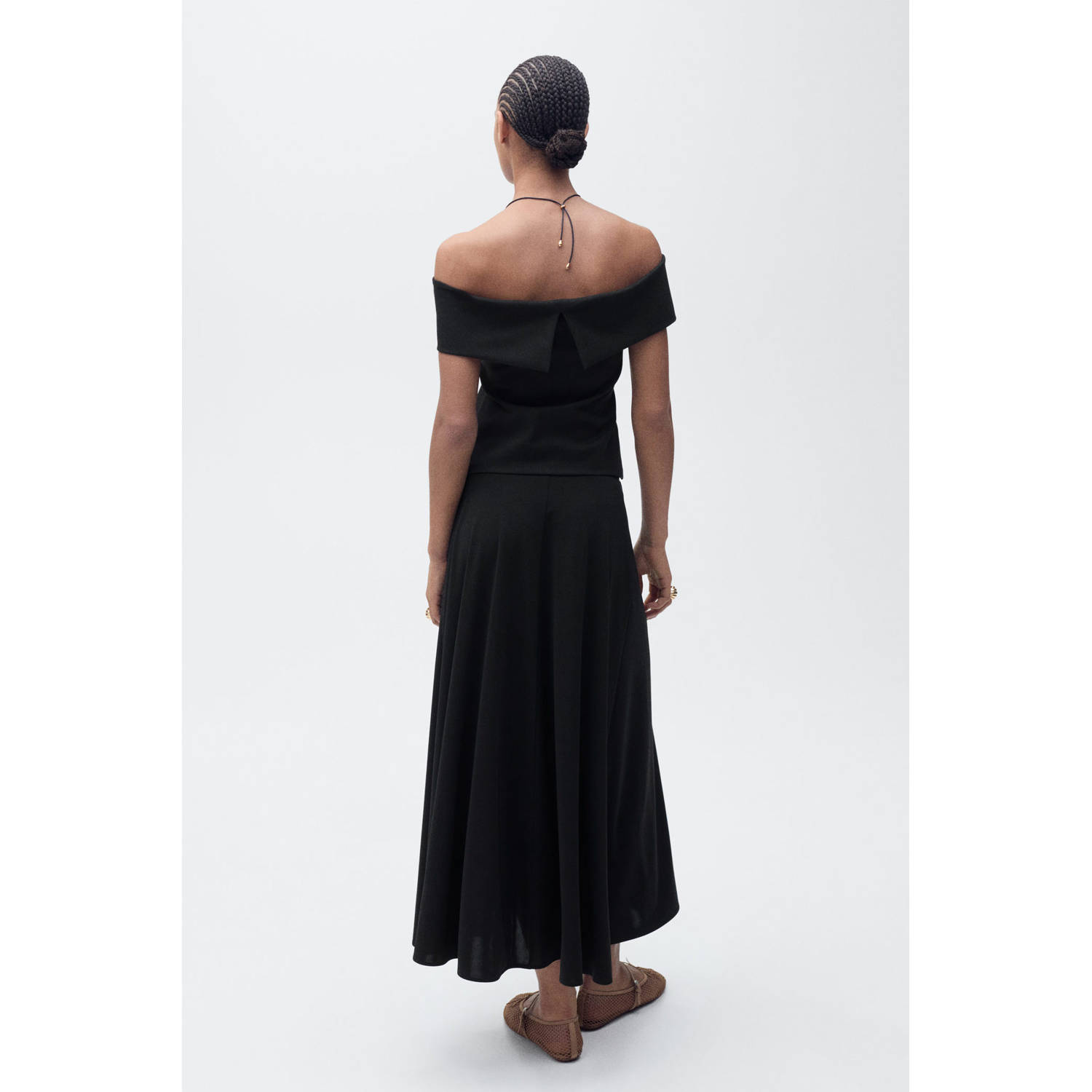 Mango midi rok zwart