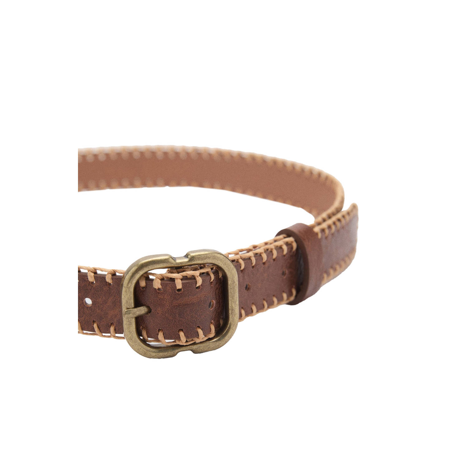 Mango riem met contract stiksels bruin