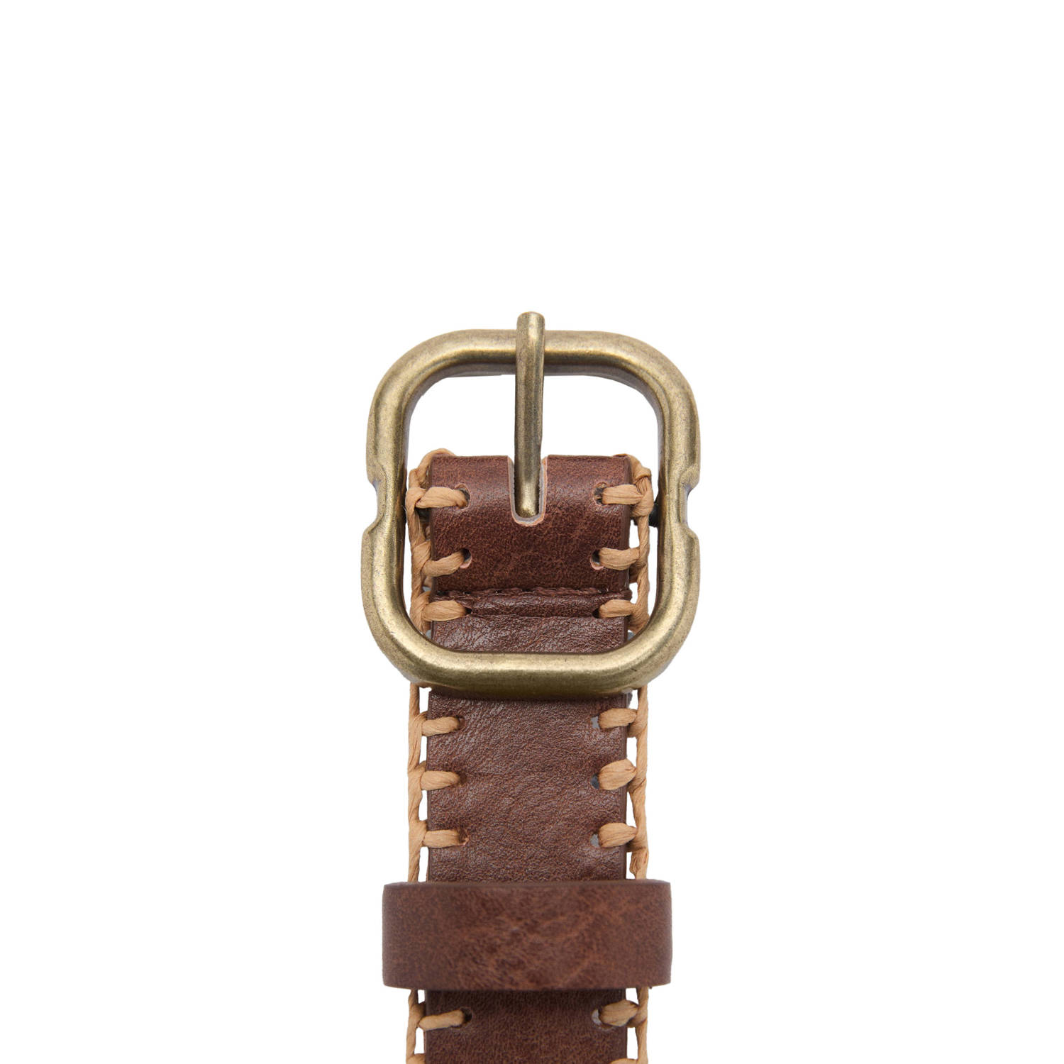Mango riem met contract stiksels bruin