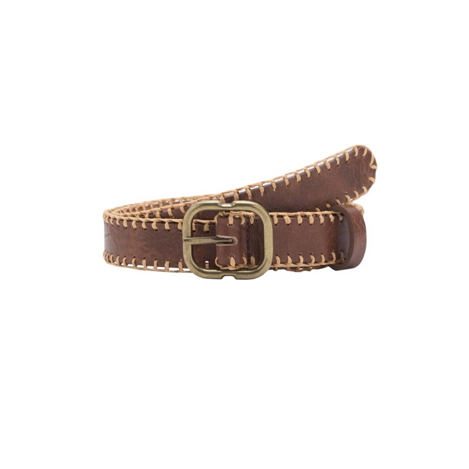Mango riem met contract stiksels bruin