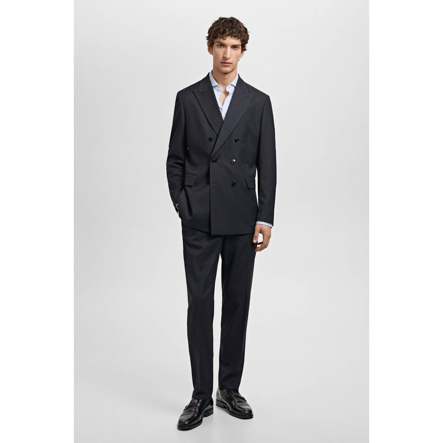 Mango Man slim pantalon donkerblauw