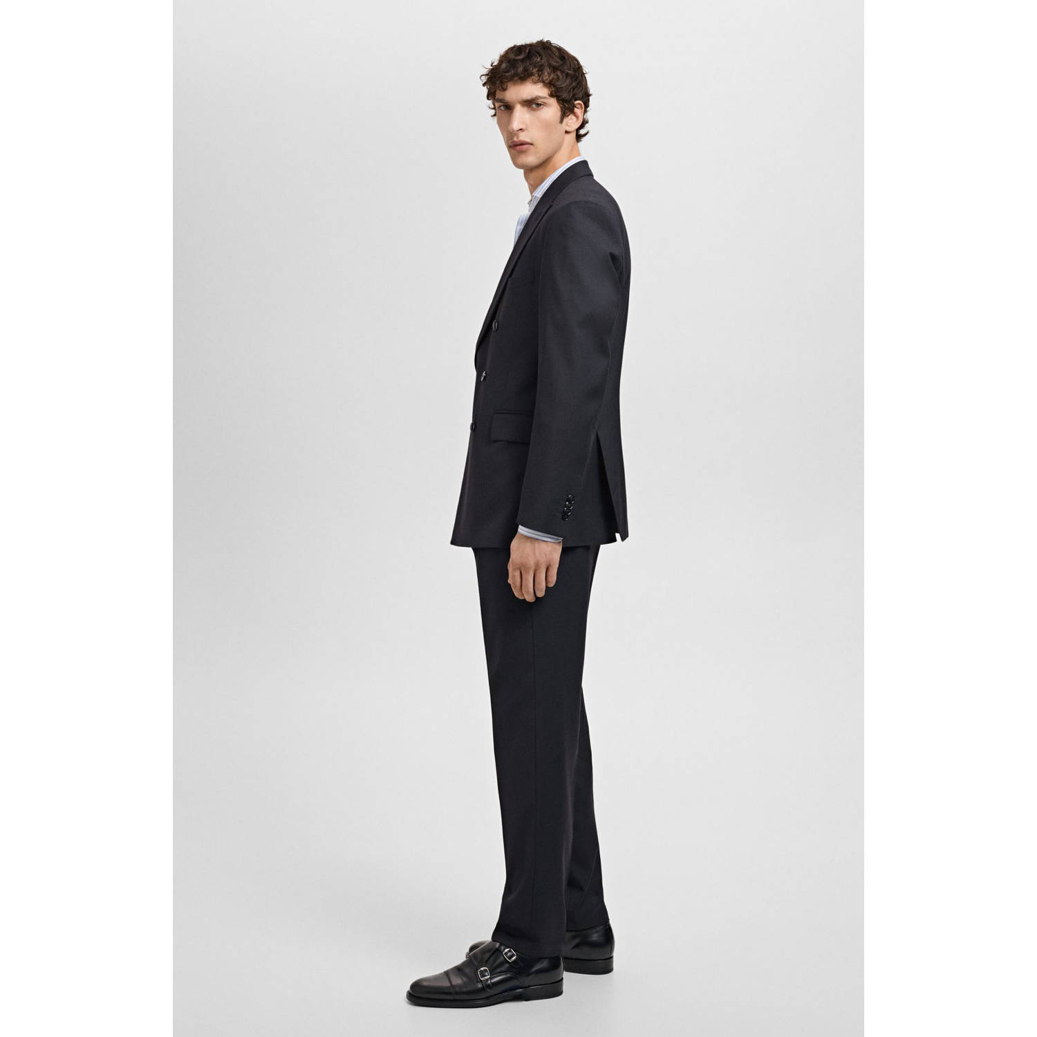 Mango Man slim pantalon donkerblauw