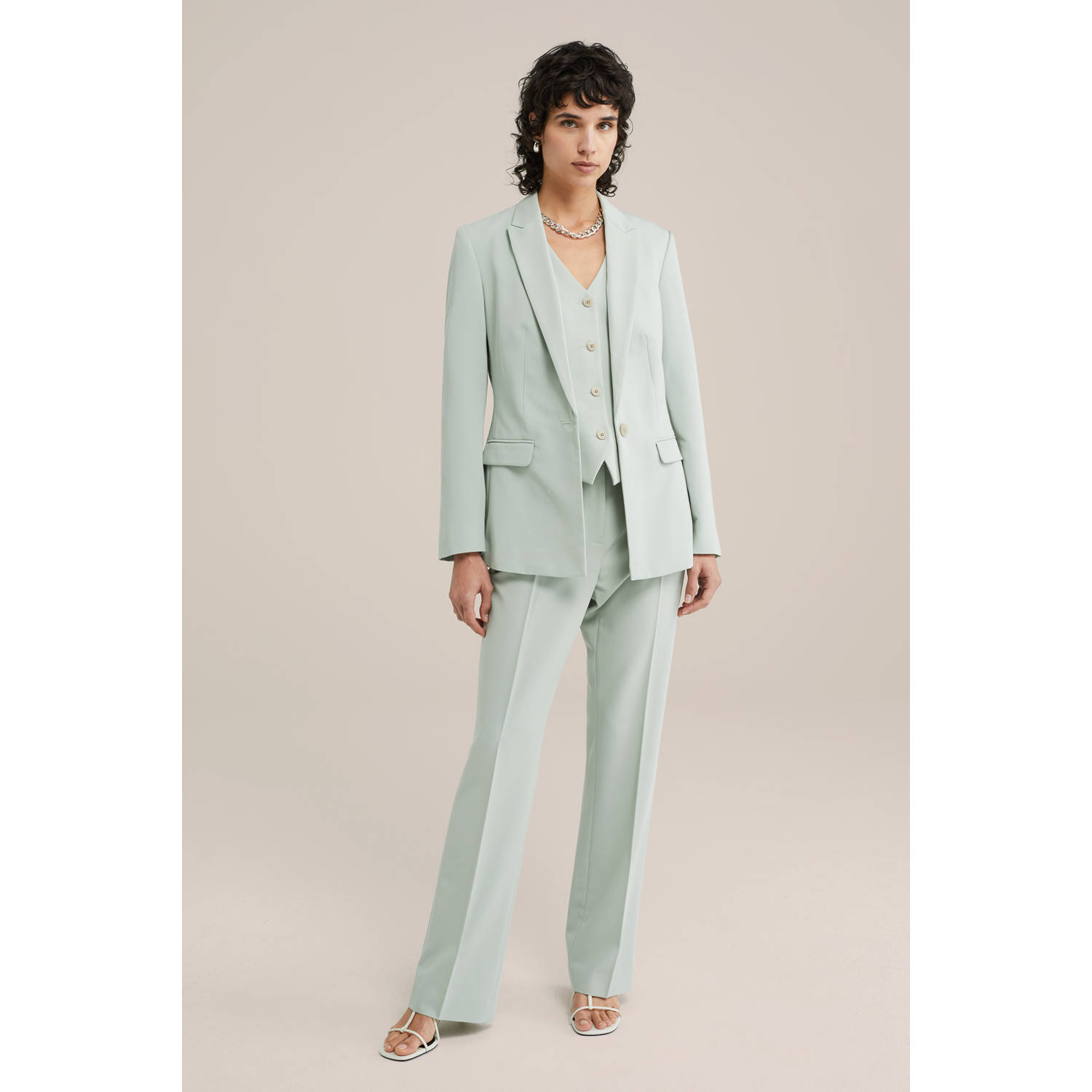 WE Fashion getailleerde blazer mintgroen
