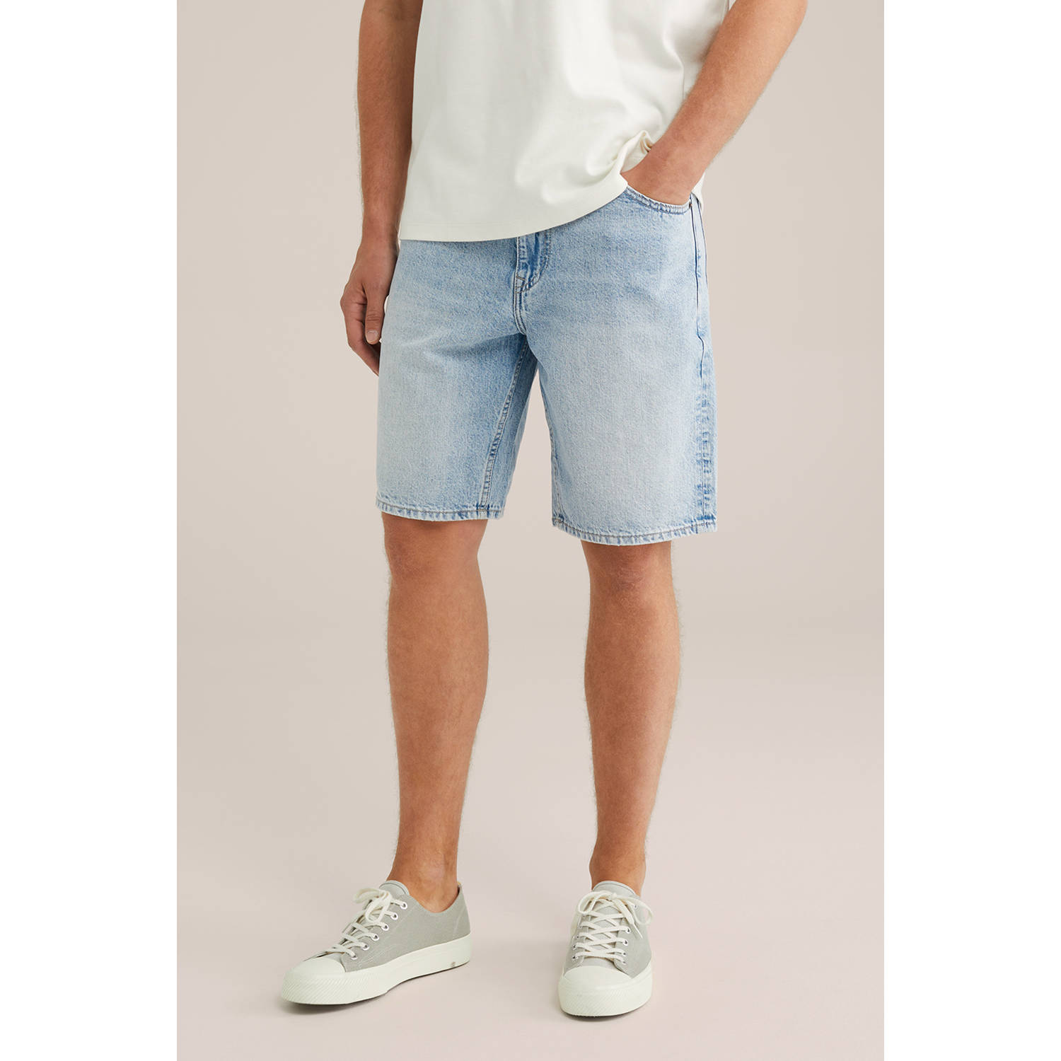 WE Fashion Blue Ridge denim loose denim short light blue denim