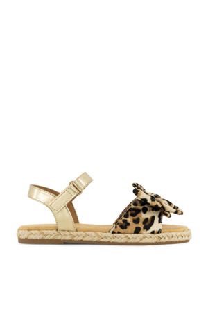 sandalen met panterprint goud/beige/zwart