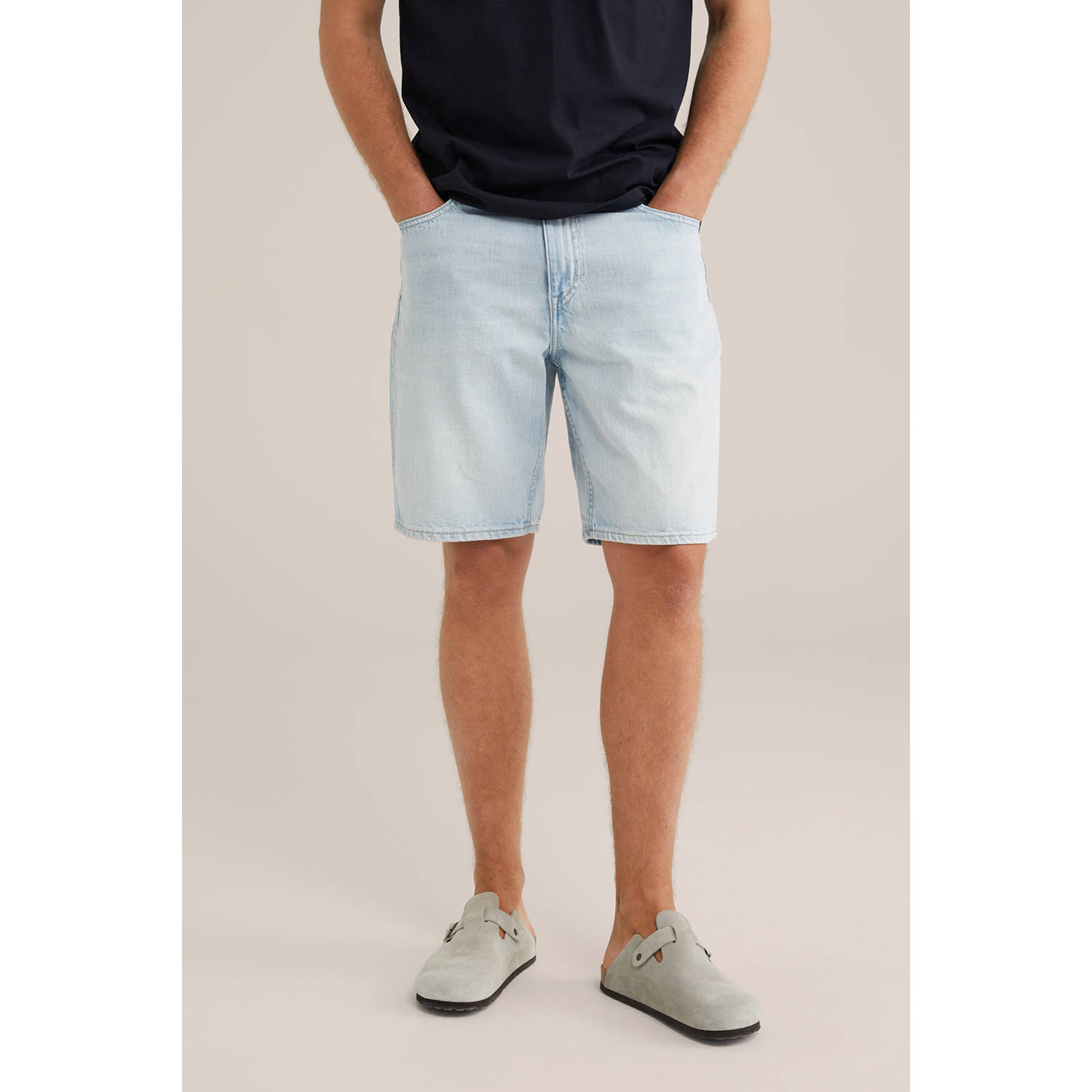 WE Fashion Blue Ridge denim loose denim short lichtblauw