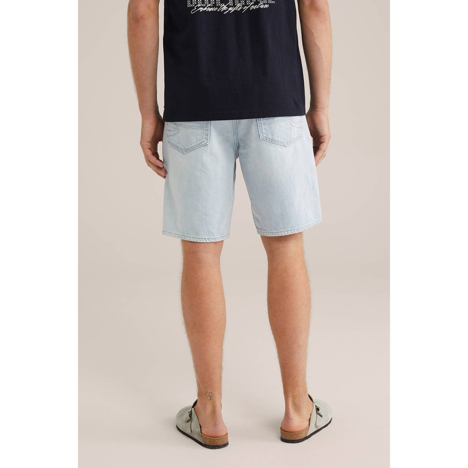 WE Fashion Blue Ridge denim loose denim short lichtblauw