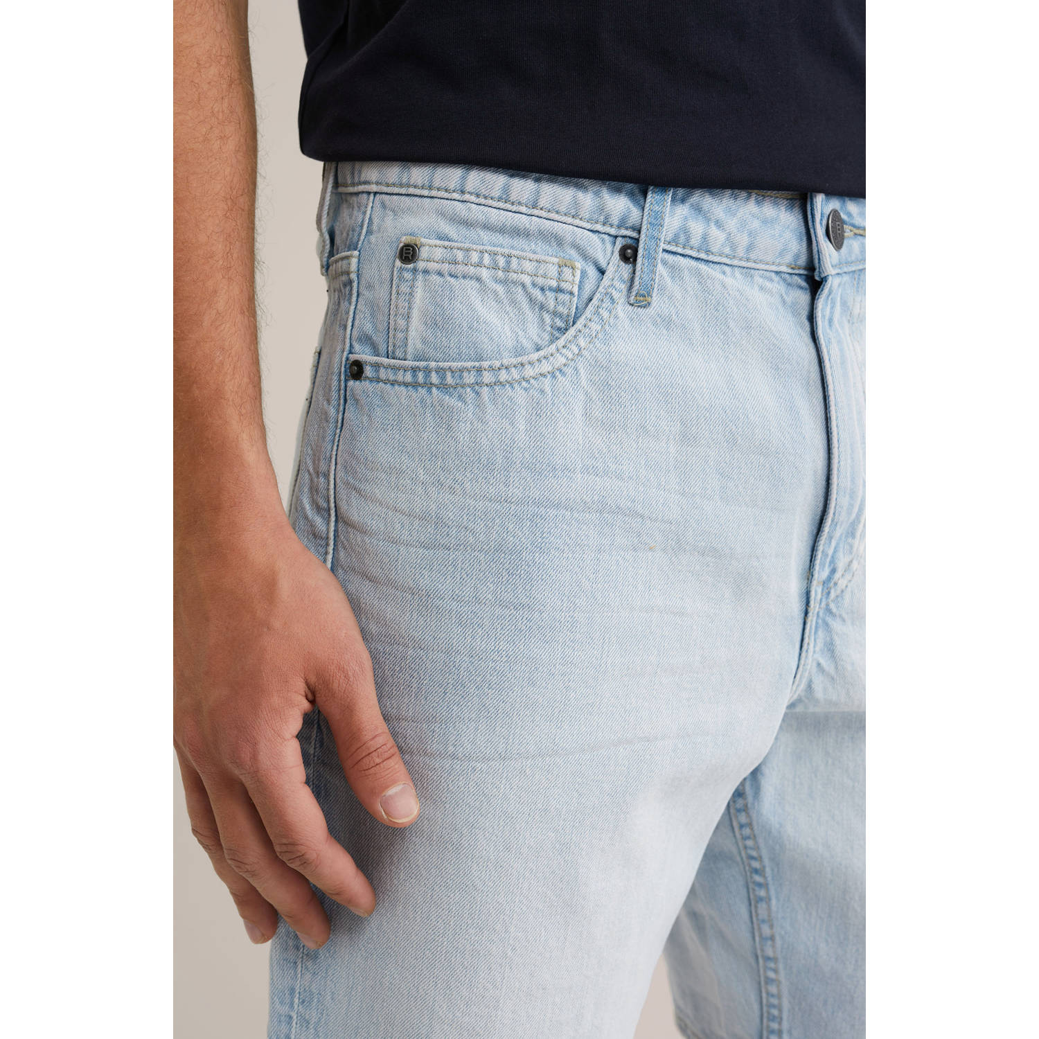 WE Fashion Blue Ridge denim loose denim short lichtblauw