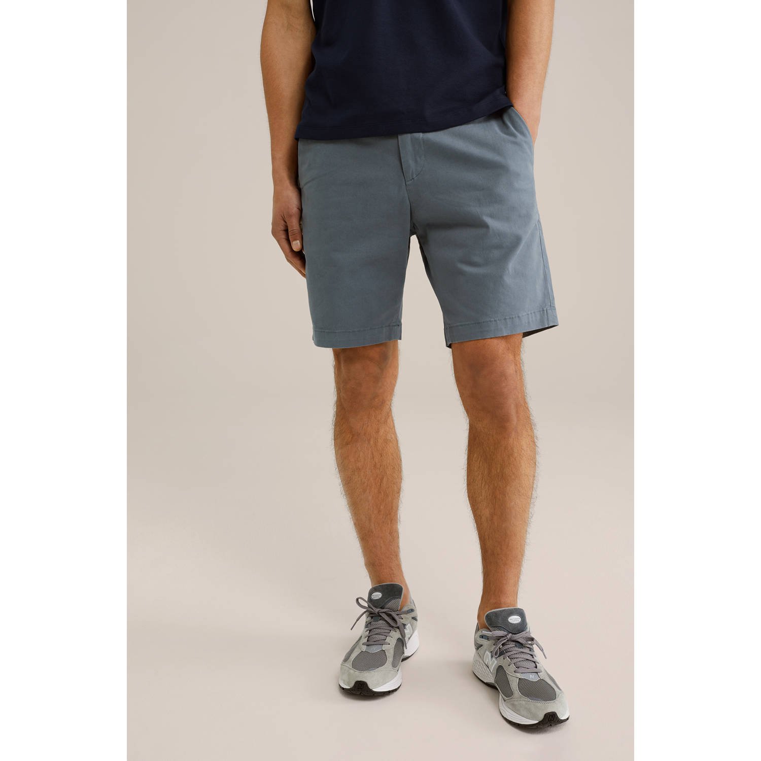 WE Fashion regular chino short grijsblauw