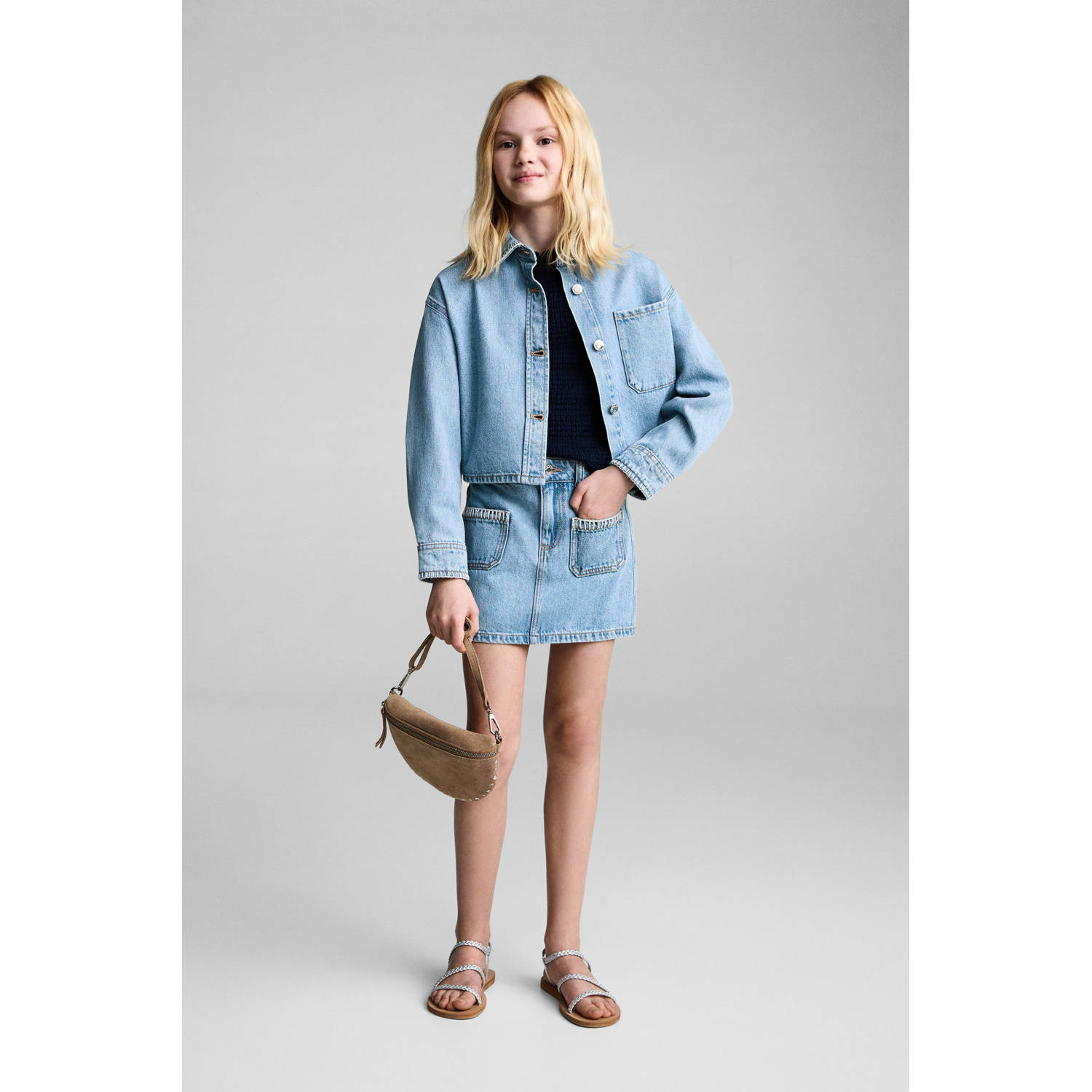 Mango Kids spijkerjas medium blue denim